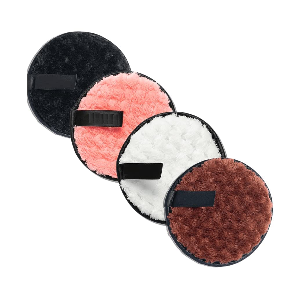Reusable Makeup Remover Pads - 4 Pack Eco-Friendly Bamboo Facial Cleansing Pads for Eye Makeup & Foundation Removal | Gentle on Sensitive & Dry Skin | Perfect for Travel, Daily Skincare & Sustainable Beauty Routine