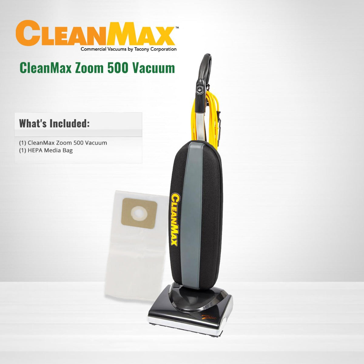 CleanMax ZM 500 Lightweight Upright Vacuum Cleaner with Squeegee - Powerful Suction for Hardwood Floors, Carpets & Pet Hair - Ideal for Home, Office & Car Cleaning