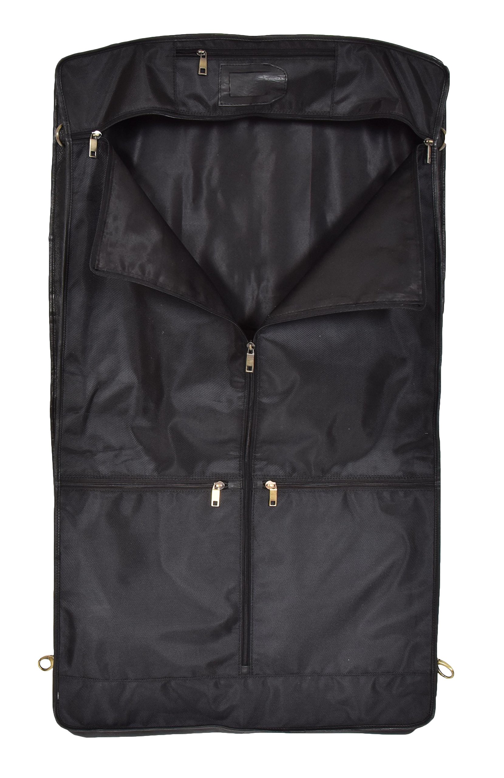 Canico Genuine Leather Garment Bag for Suits & Dresses - Travel & Weekend Clothing Carrier (Black) | Perfect for Business Trips, Weddings & Formal Events