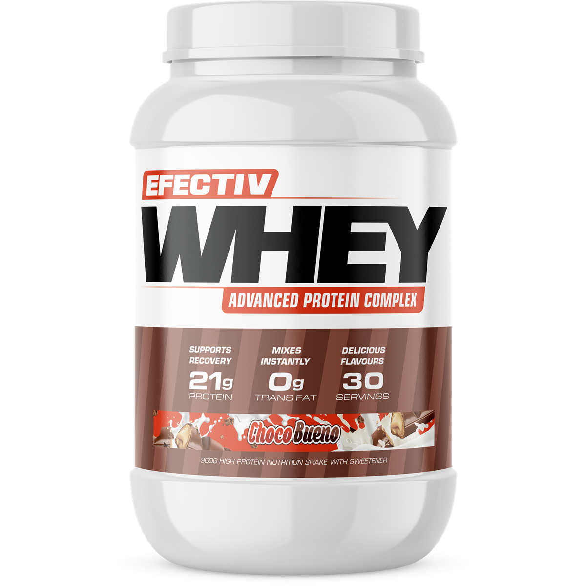 Efectiv Nutrition Whey Protein Powder 900g - Chocolate Flavor for Muscle Recovery & Workout | Post-Workout Shake, Smoothie Booster, Healthy Breakfast