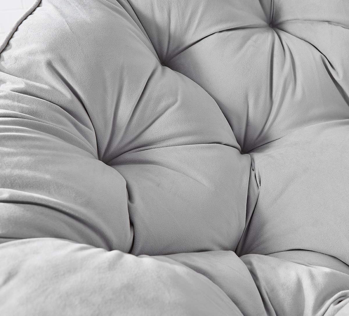 Barton Papasan Chair - Round Swivel Chair with Soft Cushion for Living Room, Bedroom, Patio - Indoor/Outdoor Lounge Chair in Grey - Perfect for Relaxing, Reading & Sunbathing