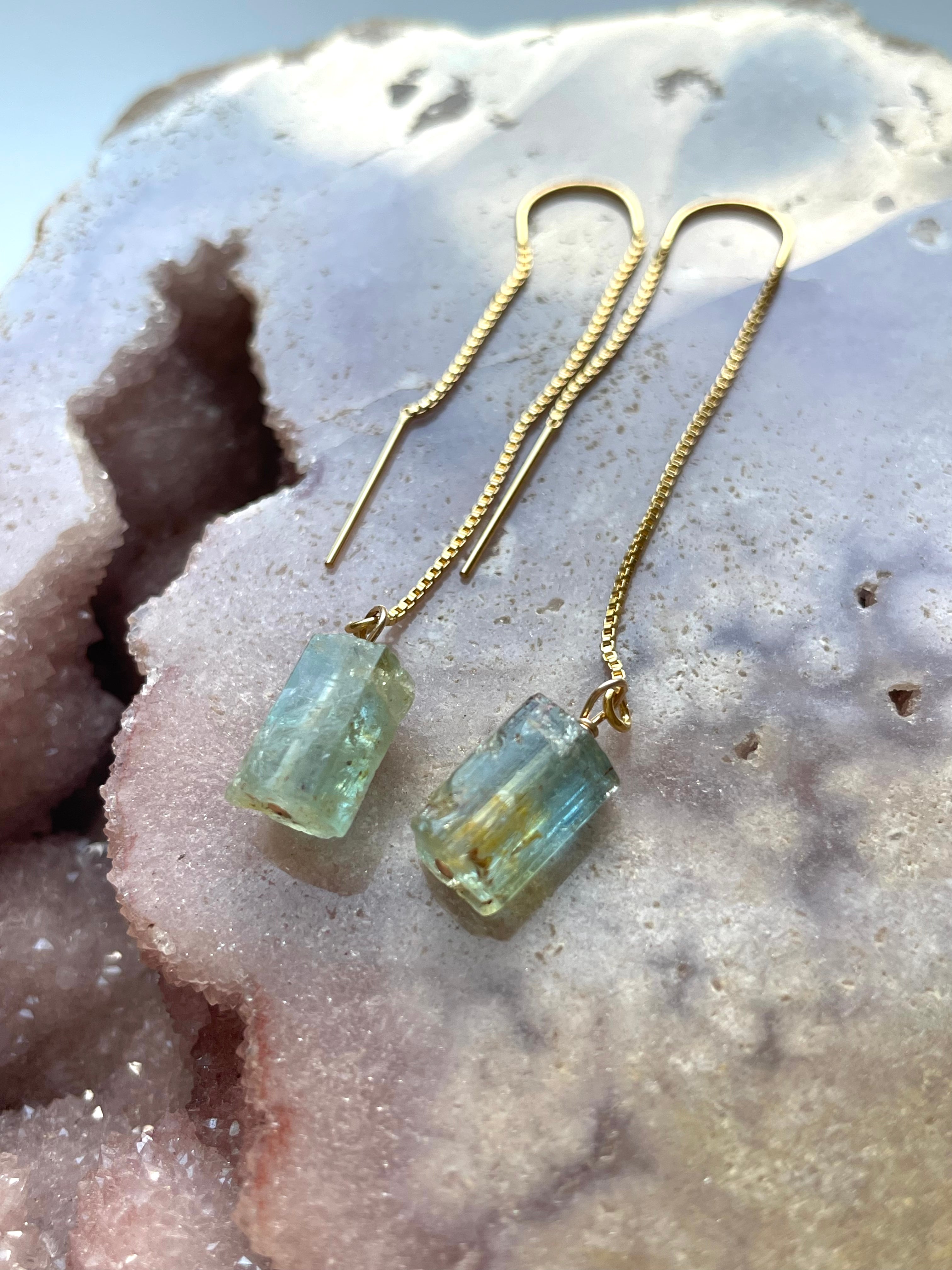Elegant Aquamarine Gold Filled Threader Earrings - Dainty & Hypoallergenic Jewelry for Women | Perfect for Everyday Wear, Date Nights & Special Occasions