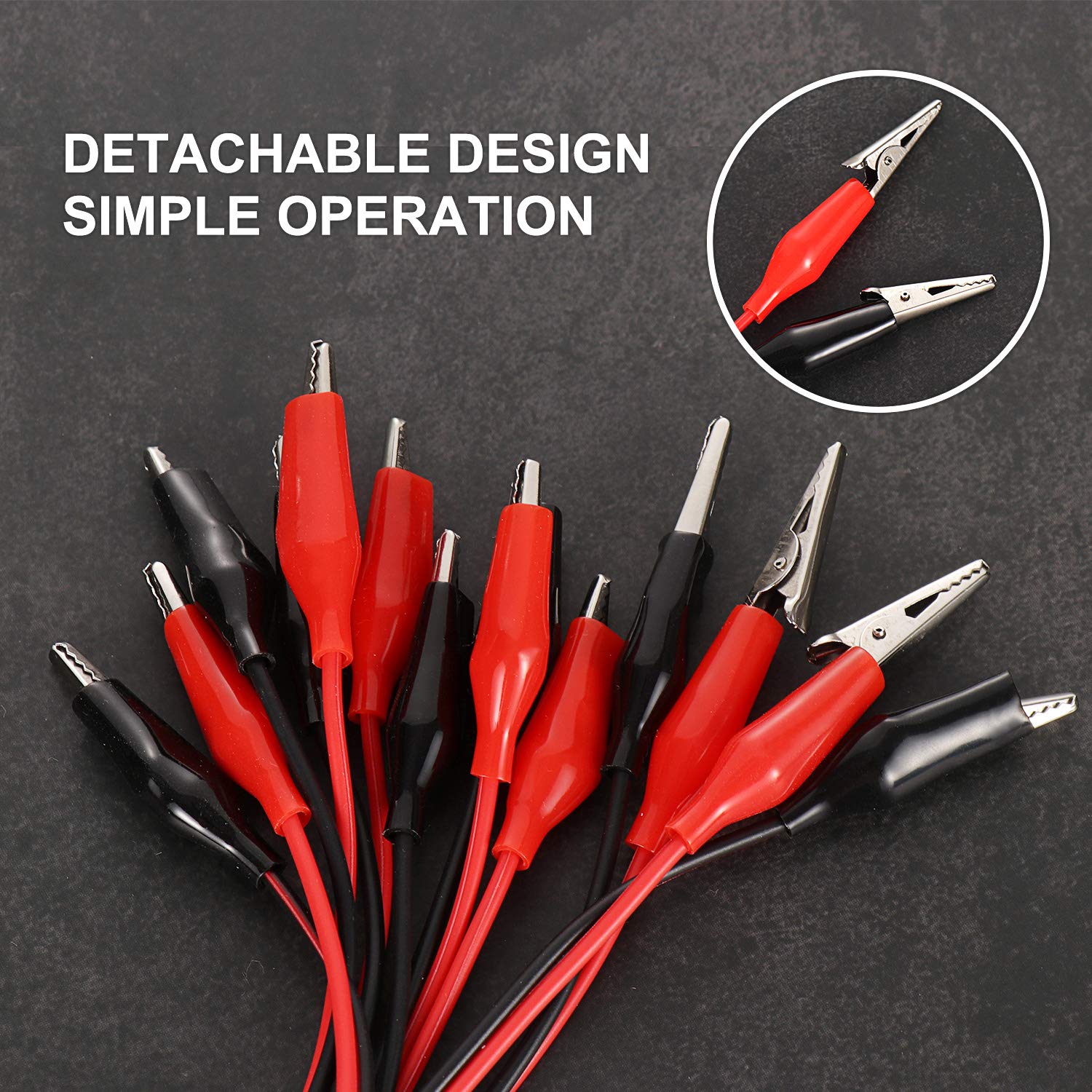 5 Groups 1M Test Leads Set with Red & Black Alligator Clips - Double-Ended Jumper Wires for Electrical Testing, Circuit Prototyping, DIY Electronics Projects