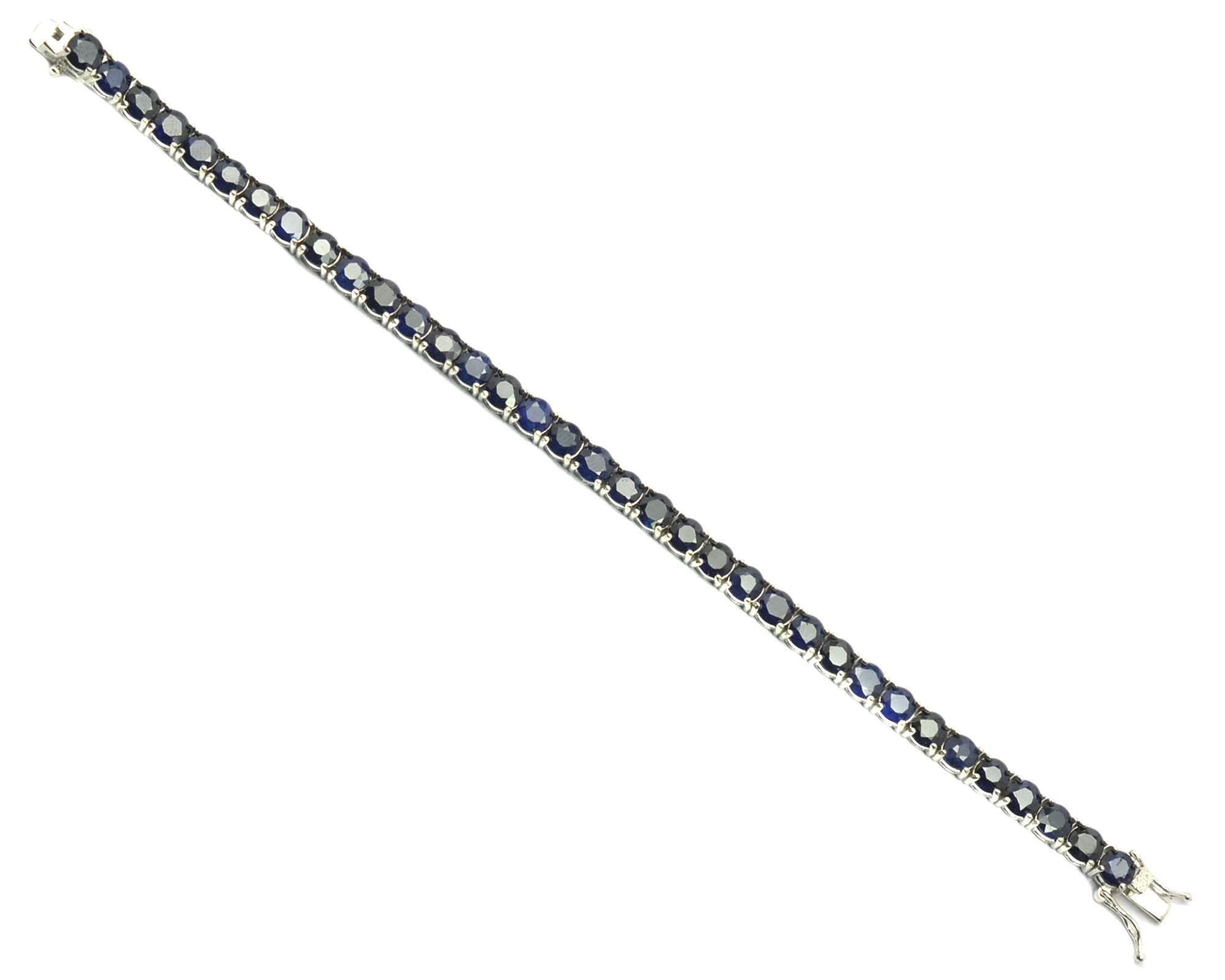 925 Sterling Silver Natural 5mm Round Cut Sapphire Tennis Bracelet | September Birthstone Jewelry for Women | Elegant Gift for Wife, Mother, Girlfriend | Perfect for Birthdays, Anniversaries & Special Occasions