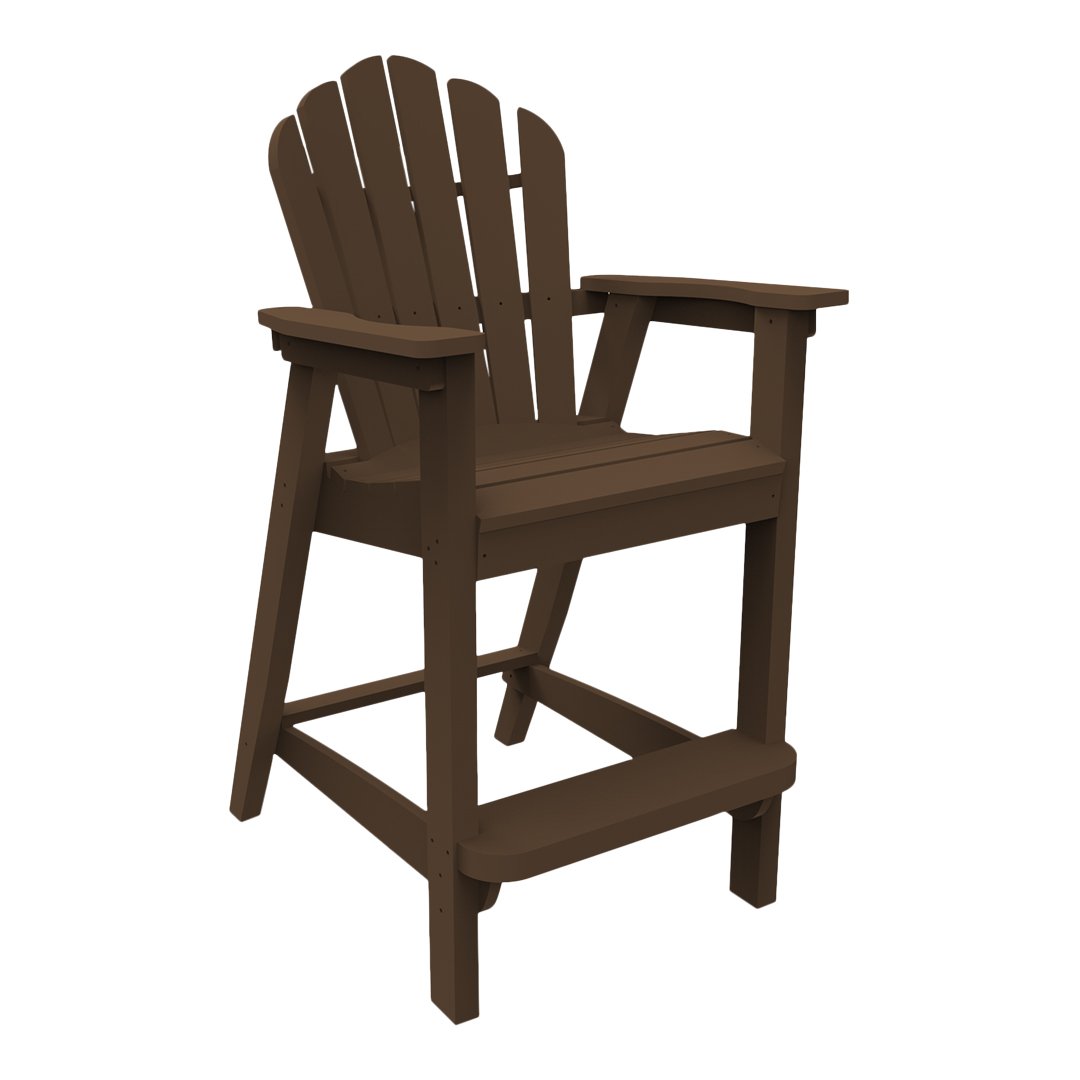 Adirondack Classic Bar Chair - Solid Wood High Stool for Kitchen, Bar & Outdoor Use - Rustic Pub Stool with Backrest - Perfect for Dining, Entertaining & Patio Decor