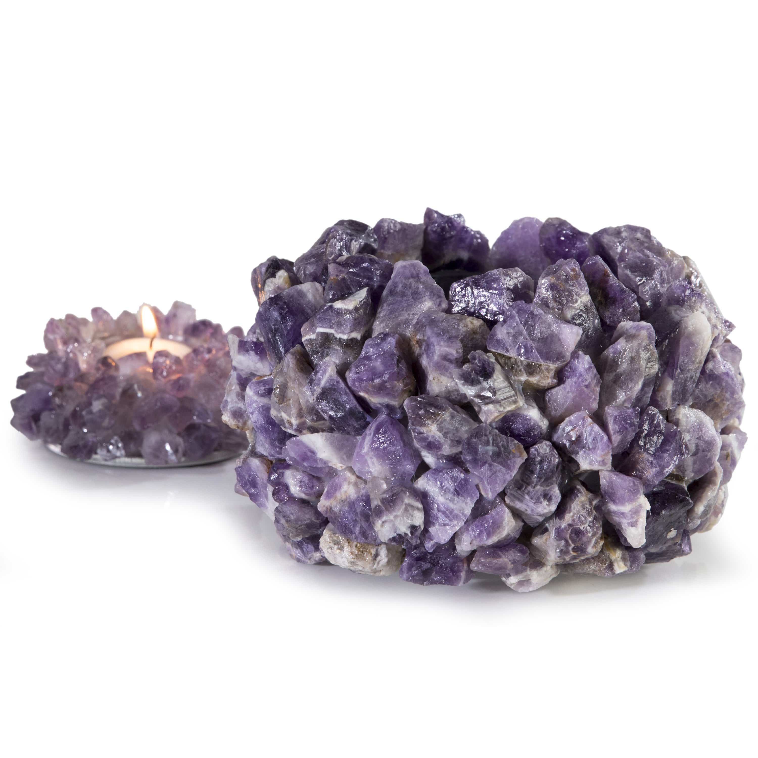 Natural Amethyst Crystal Vase - Handcrafted Purple Gemstone Flower Vase for Home Decor, Feng Shui & Meditation Space