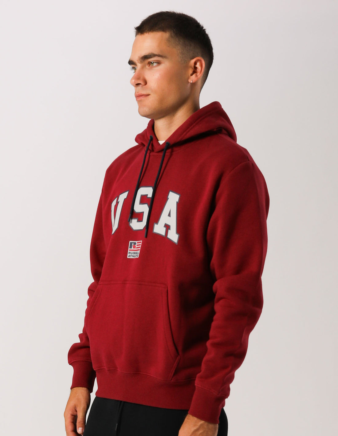 Russell Athletic Men's Lewis Maroon Hoodie - Soft Fleece Pullover for Casual Wear, Gym & Outdoor Activities | Comfortable & Stylish Sweatshirt for Men