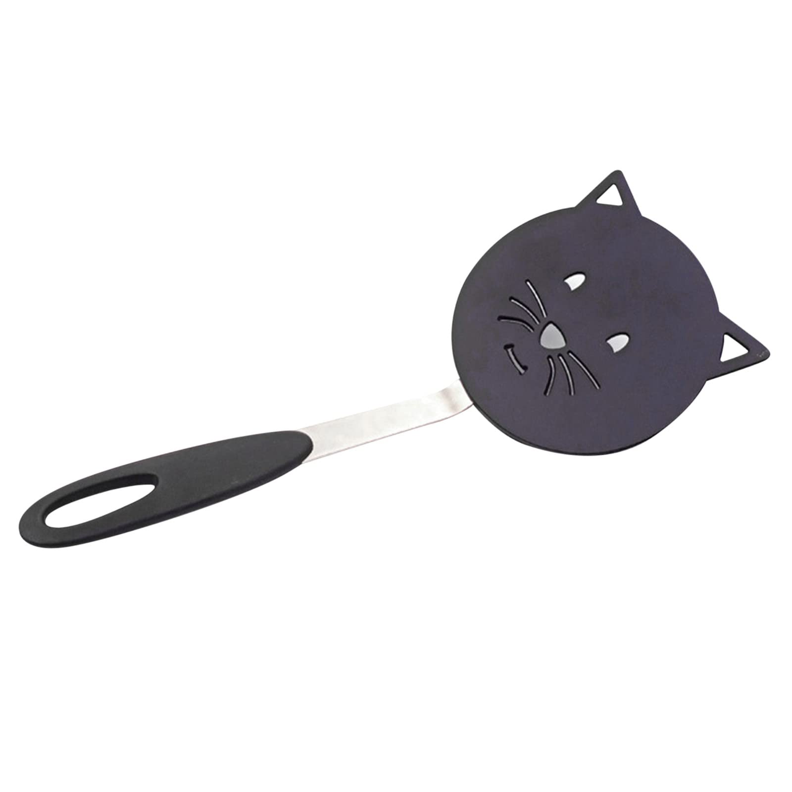 Boddenly Heat-Resistant Nylon Turner Spatula - Cute Cat Shape, Non-Stick Cookware Safe, Stainless Steel Bracket - Perfect for Cooking Eggs, Pancakes, Fish & Fried Rice (Black) - Ideal for Home Kitchen & Breakfast Prep