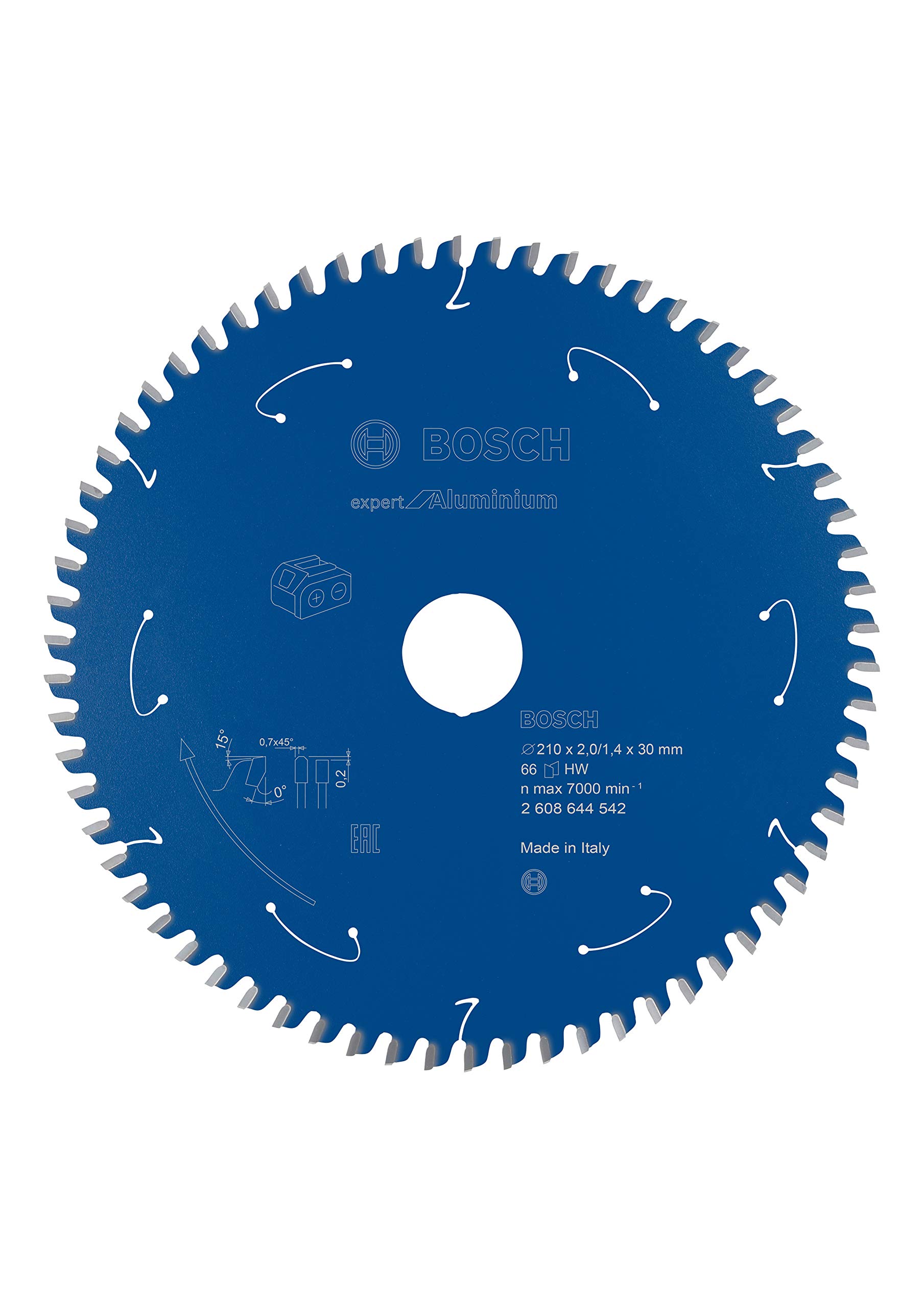 Bosch Professional 210mm Circular Saw Blade for Aluminum Cutting - 66 Teeth, 30mm Arbor, 2mm Thickness - Compatible with Cordless Circular Saws - Perfect for DIY Projects, Woodworking, and Metal Fabrication
