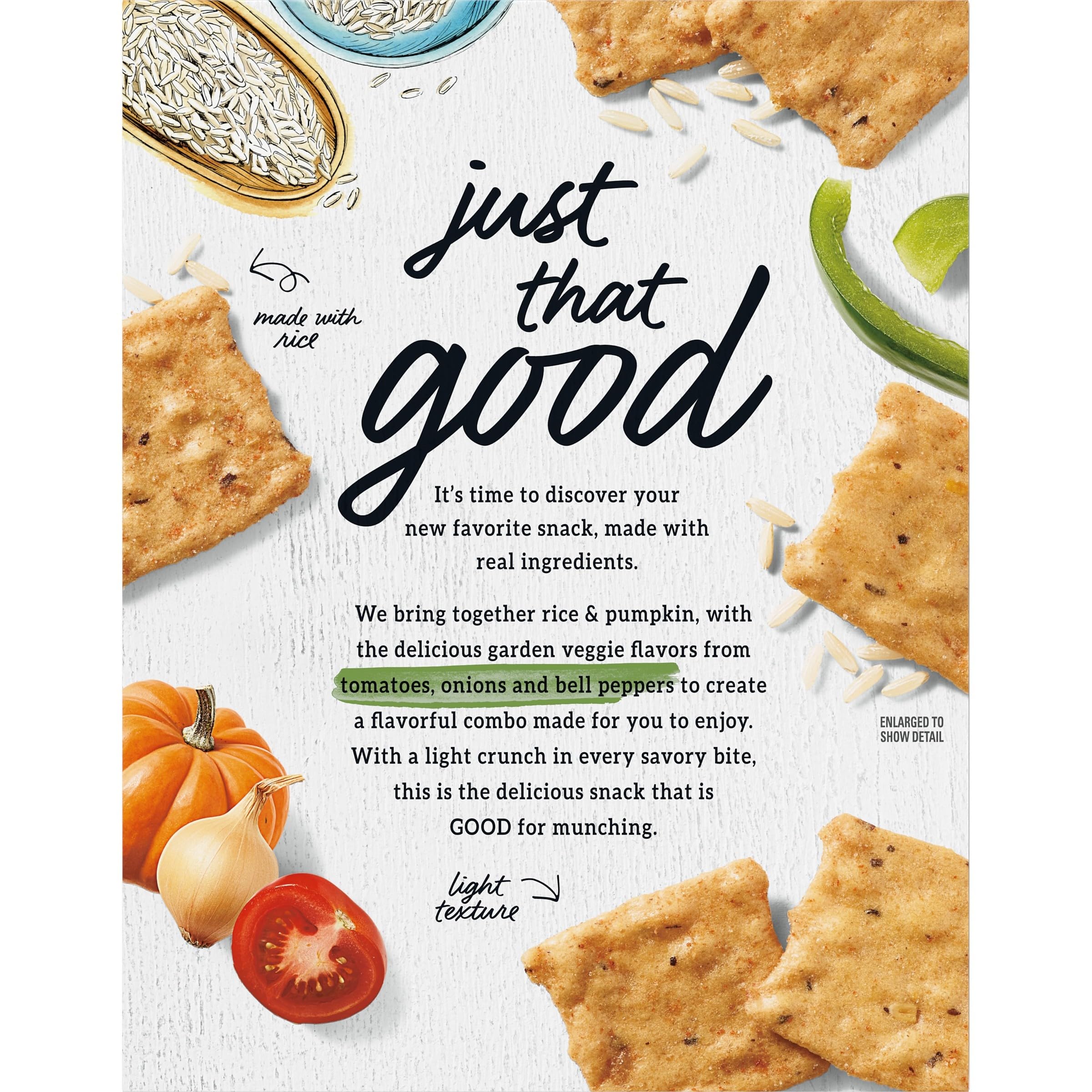 Good Thins Garden Veggie Rice Snacks - Gluten Free, Healthy Crackers for Adults & Kids - 3.5 oz Pack - Perfect for Lunchboxes, Office Snacks & On-the-Go