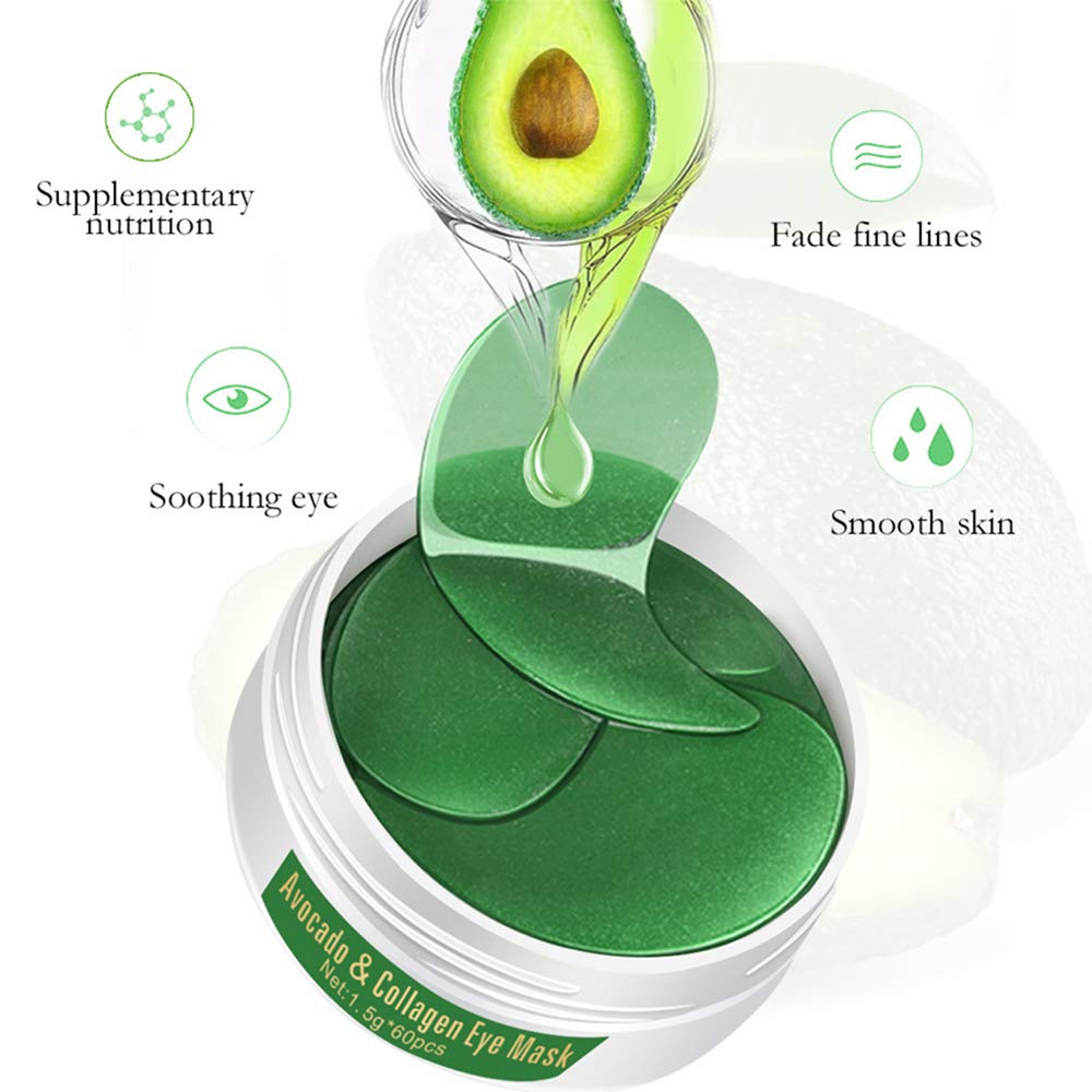 30 Pairs Collagen Eye Mask Patches - Hydrogel Under Eye Pads for Wrinkles & Dark Circles - Avocado Infused Hydrating Eye Treatment for Smooth Skin - Perfect for Night Care & Travel Skincare Routine