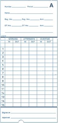 TCS (1000 Count) Time Cards, 3-3/8 Inch, Monthly Payroll Time Sheets, 6 mm Form 41473 - Perfect for Employee Time Tracking and Business Payroll Management