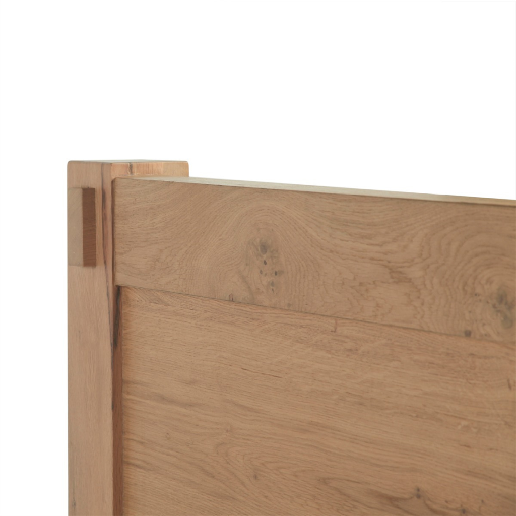 Distressed Oak Flagstaff Bed Frame - Rustic Solid Wood Bed for Master Bedroom, Guest Room & Cozy Cabin Retreat