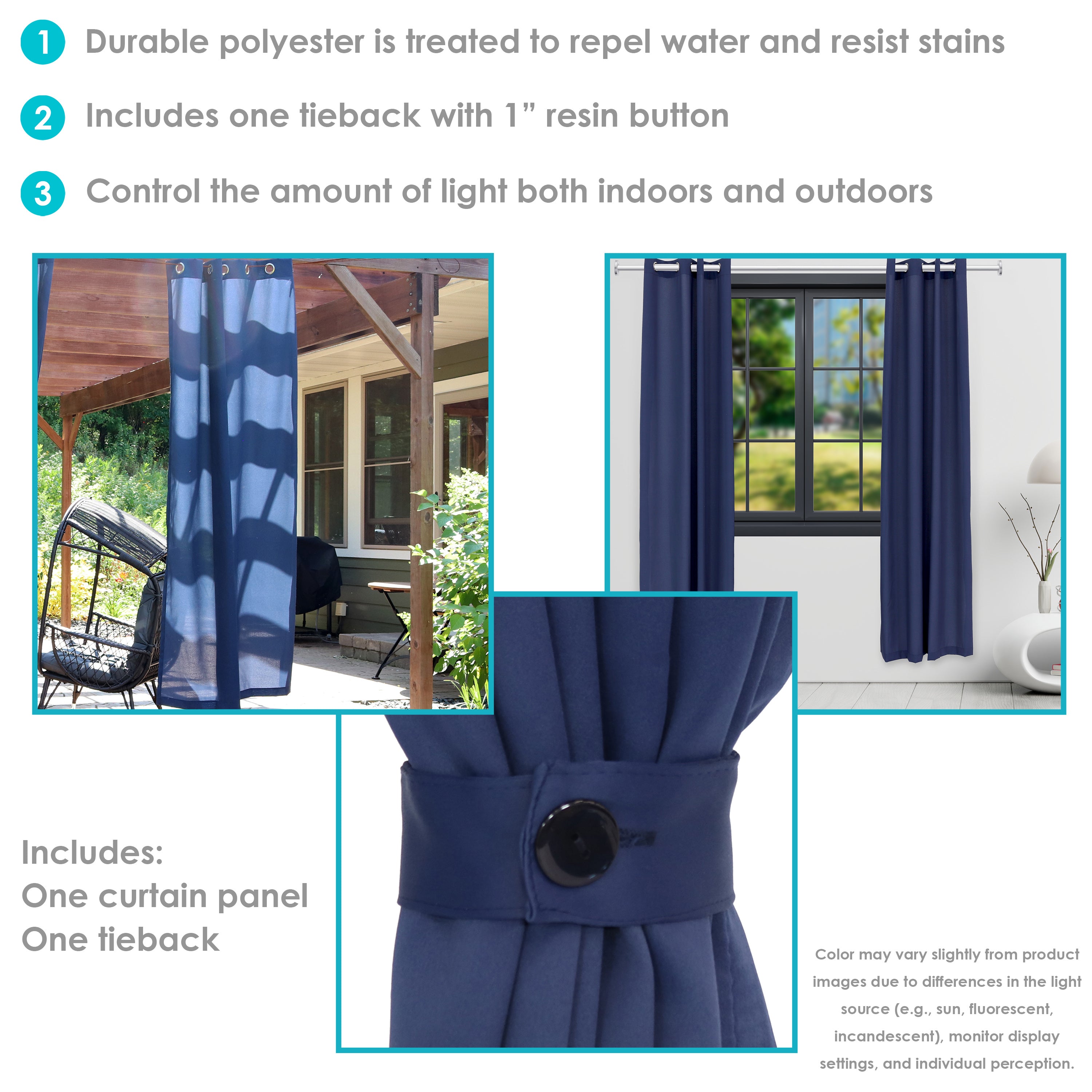 Stylish Sunnydaze Outdoor Curtain Panels for Patio, Deck & Porch - Water-Resistant & UV-Protected Contemporary Design