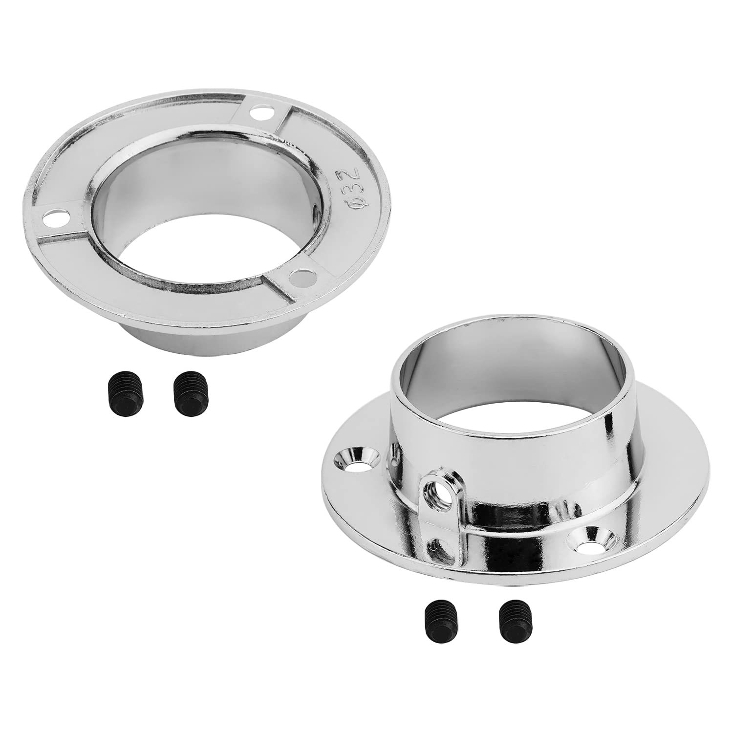 Yinpecly 58mm Zinc Alloy Closet Pole Sockets - Heavy Duty Curtain Rod Holders for 32mm (1.26 Inch) Pipes - 2 Pack - Perfect for Closet Organizers, Shower Curtain Rods & Home Decor Installation