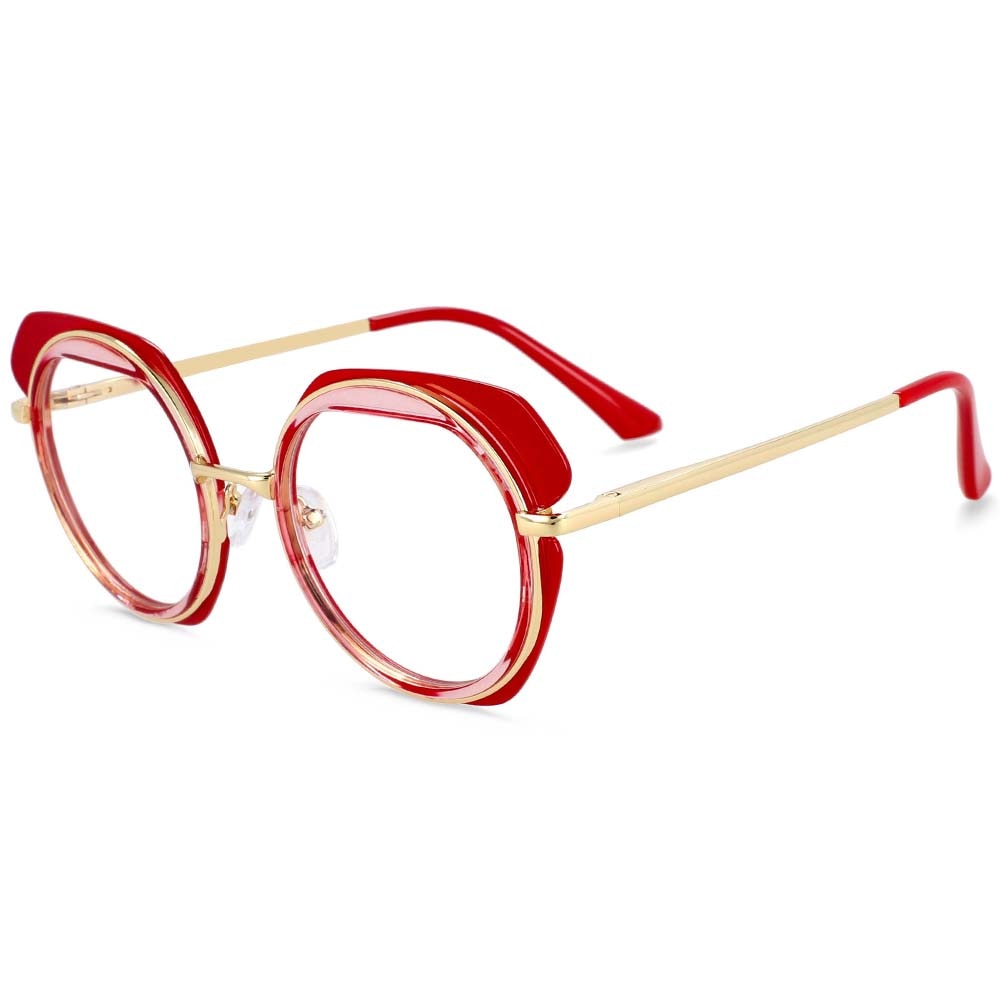 CCspace Unisex Full Rim Round TR90 Titanium Eyeglasses 54171 - Lightweight & Durable Glasses for Work, Reading & Everyday Use