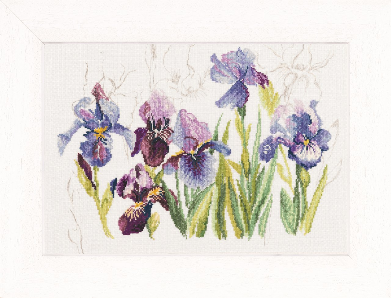 Irises Cross Stitch Kit for Beginners - Complete Embroidery Set with Pattern, Thread & Needle - Perfect for Home Decor, DIY Gifts & Relaxation
