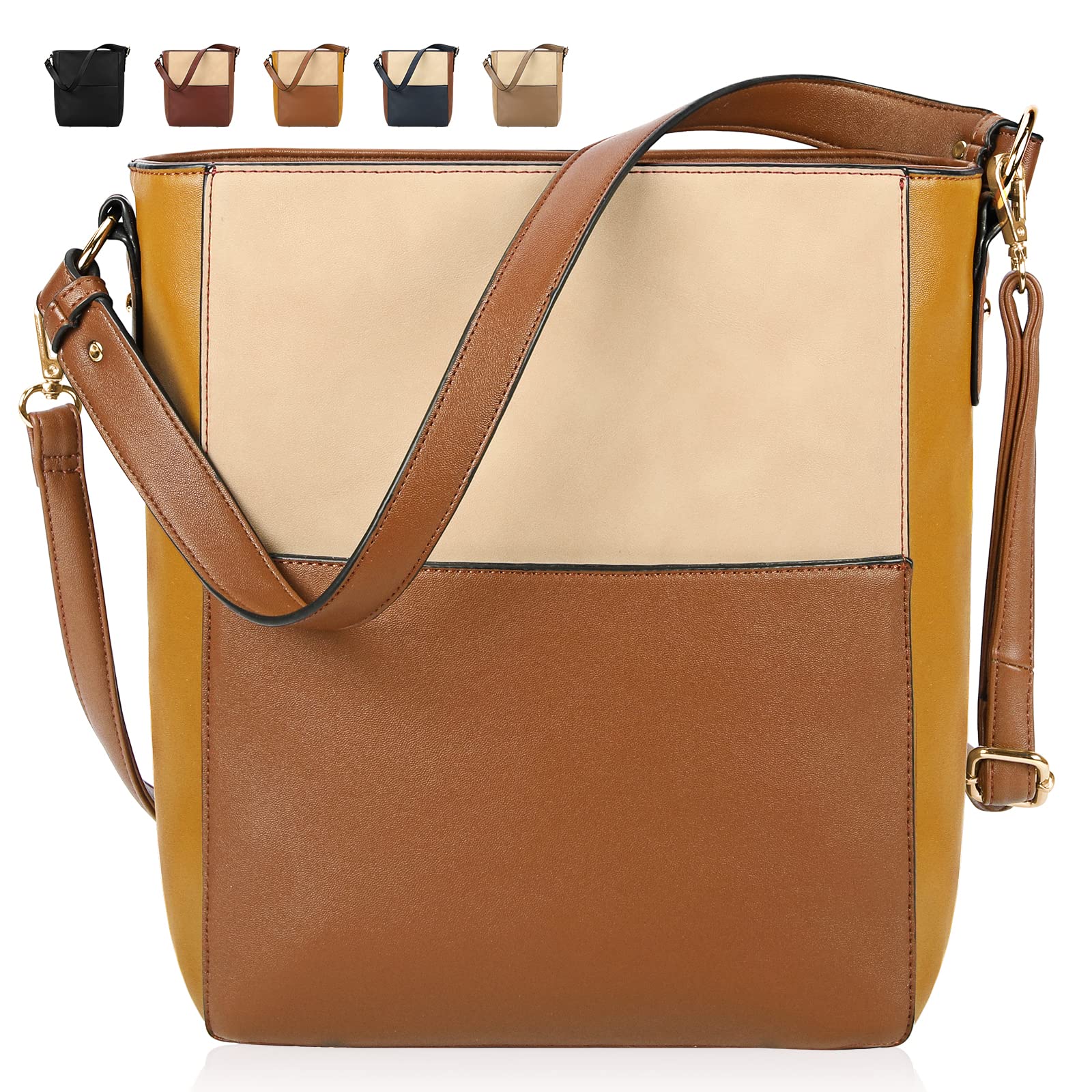 Stylish Large Leather Tote Bag for Women - Fashionable Bucket Purse & Hobo Handbag for Office, School, Travel & Everyday Use | Durable Shoulder Bag for Work, Commute & Shopping