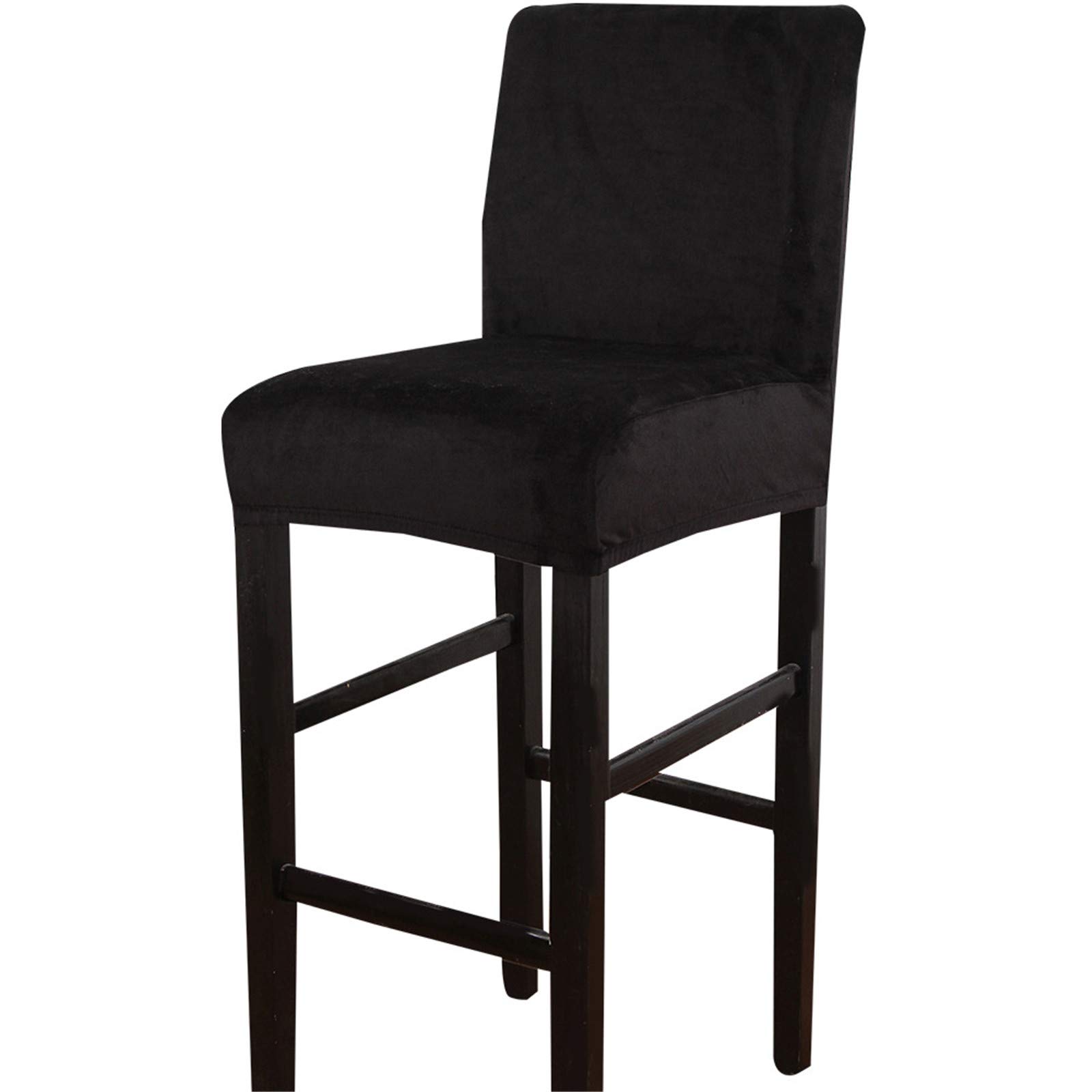 2 Pack Stretchable Bar Stool Covers - Soft Elastic Dining Chair Slipcovers for Counter Stools - Black (Fits Most Bar Height Chairs) - Perfect for Kitchen, Restaurant & Home Decor Protection