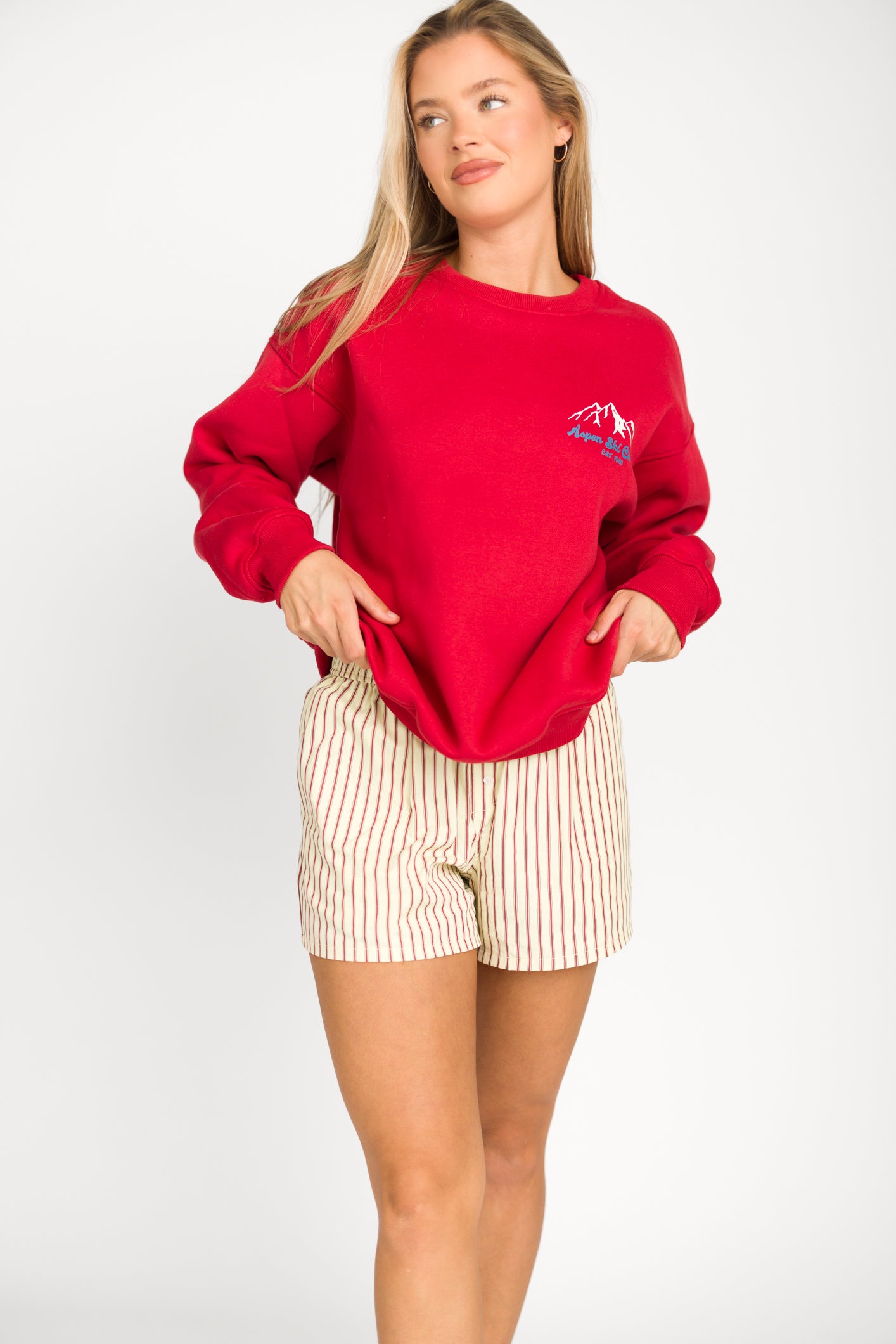 Aspen Ski Camp Hoodie - Cozy Cherry Red Pullover for Winter Sports & Outdoor Adventures
