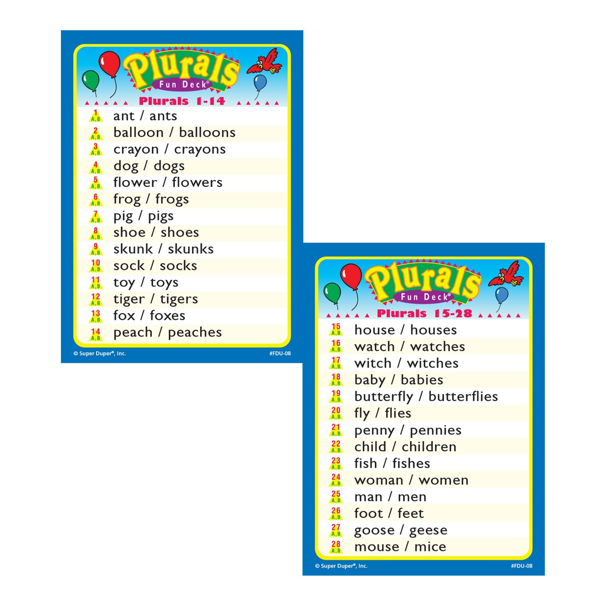 Super Duper Publications | Plurals Fun Deck Flash Cards | Educational Learning Tool for Kids | Improve Grammar Skills for Homeschool & Classroom Use