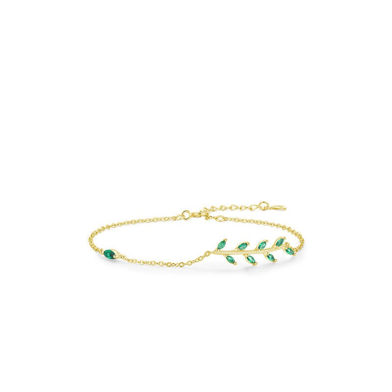 Elegant Marquise Cut Emerald Green Crystal Twig Branch Dainty Bracelet for Women - Nature Inspired Stackable Jewelry, Perfect Gift for Her - Ideal for Weddings, Parties & Everyday Wear