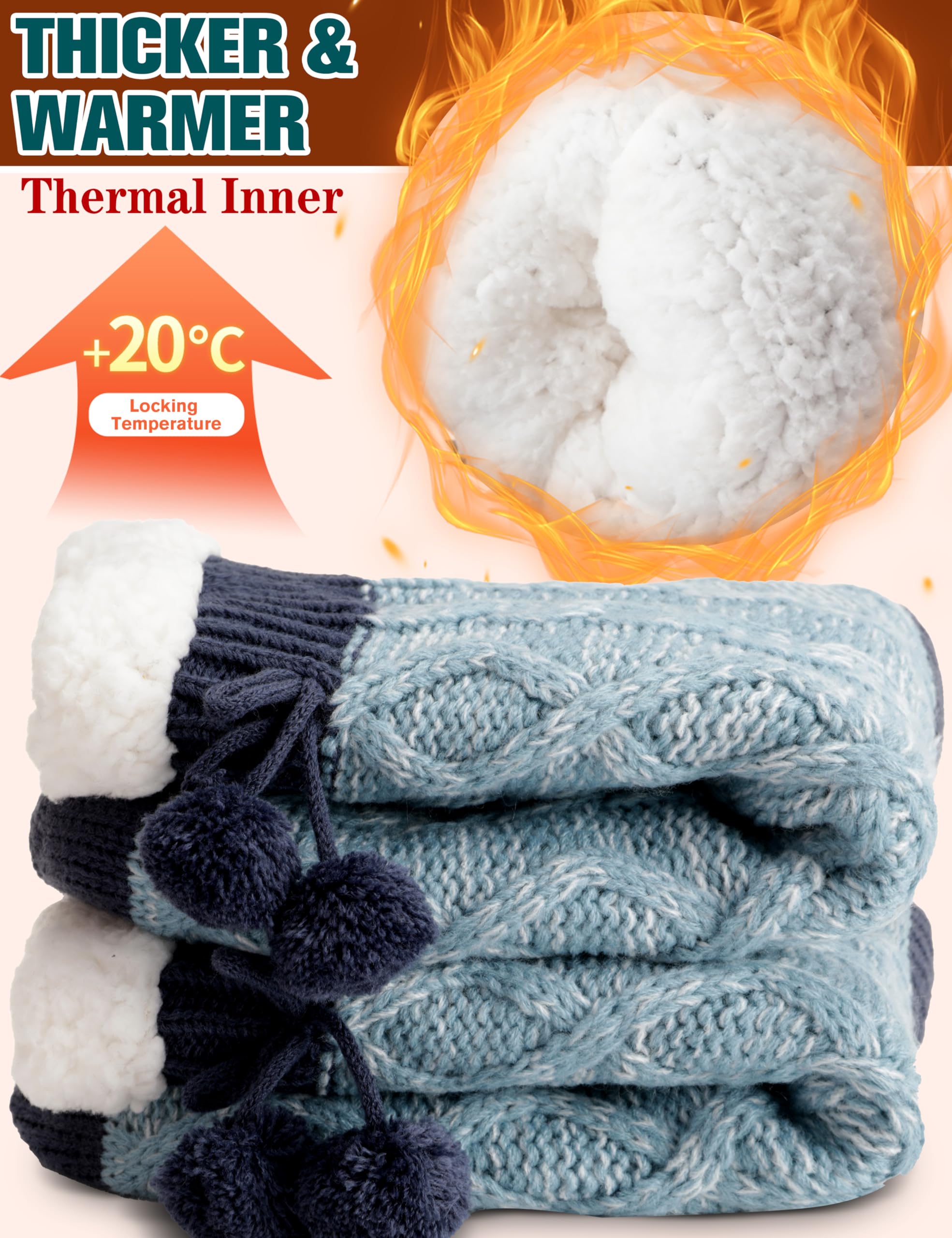 Women's Fuzzy Non-Slip Winter Slipper Socks - Warm Fleece for Home & Cabin