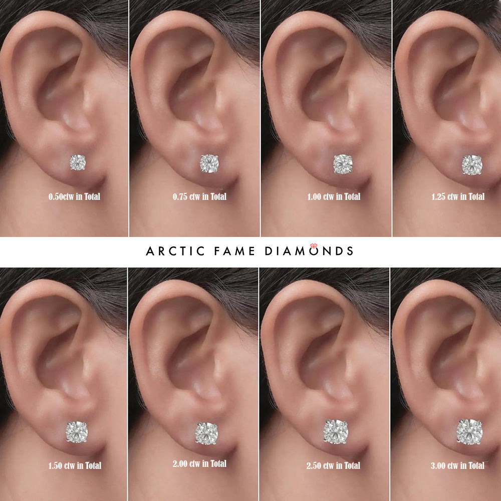 1 CTW Round Brilliant Cut Lab Diamond Screw Back Stud Earrings in 14K Gold - Perfect for Everyday Wear, Weddings & Special Occasions