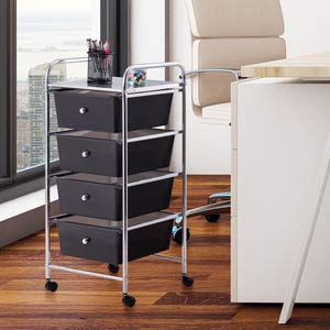 Happygrill 4-Drawer Rolling Storage Cart with Locking Wheels - Mobile Organizer for Home Office, Craft Supplies, Scrapbooking & Paper Storage - Perfect for Office Organization, Classroom & Craft Room