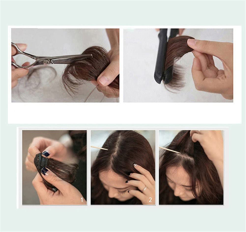 Remeehi Mini Air Flat Bangs/Fringe Hair Extensions - Real Human Hair Hand-Tied Bangs with Side Temples (Reddish Brown) | Perfect for Daily Wear, Cosplay & Instant Hairstyle Transformation