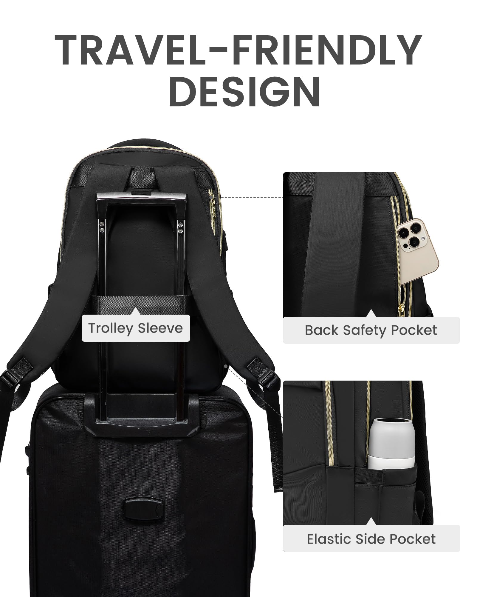 LOVEVOOK Women's Laptop Backpack - Water Resistant Business Travel Backpack with USB Charging Port, Stylish Work & Teacher Computer Bag Fits 15.6 Inch Laptop - Perfect for Office, Commuting & College Use