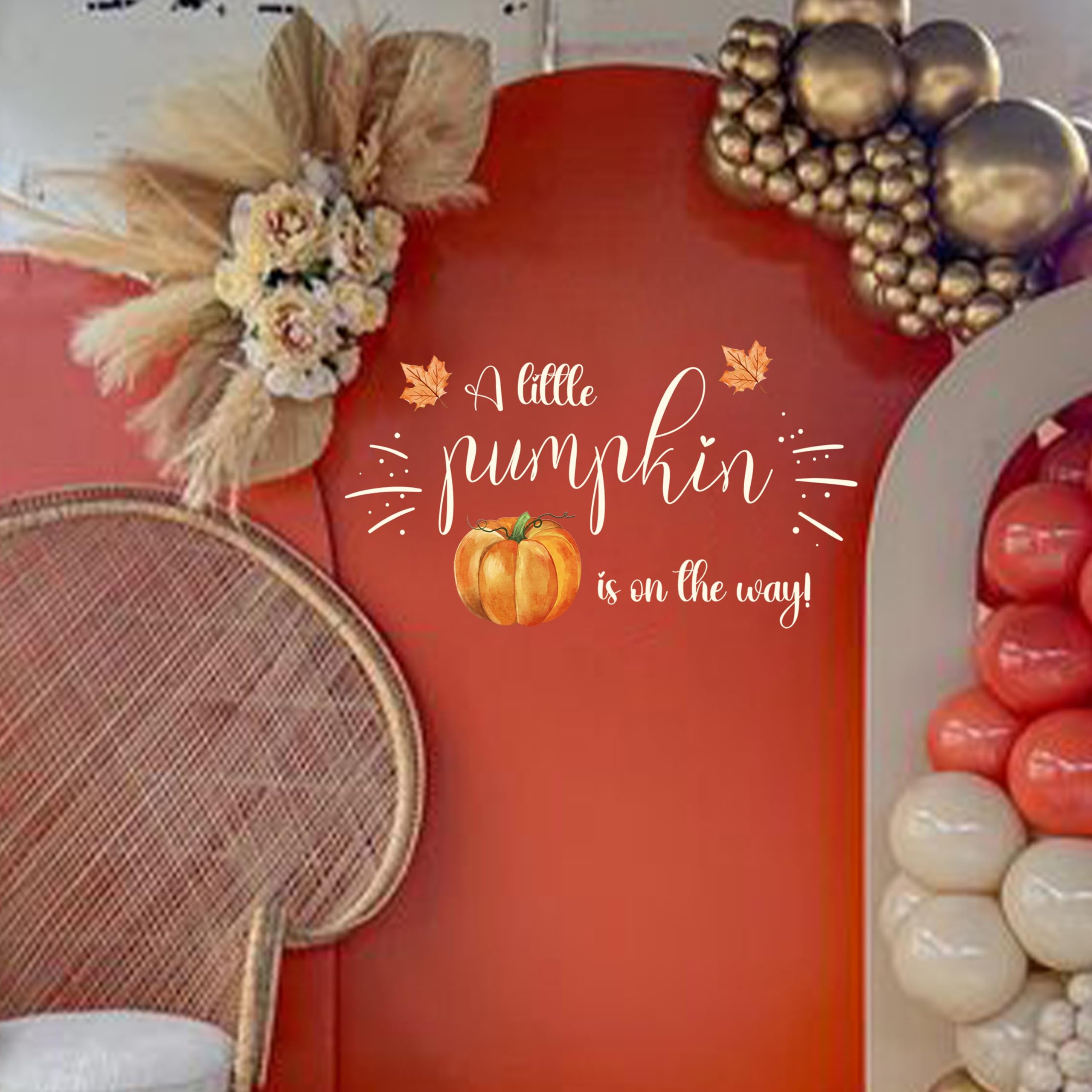 Orange 'A Little Pumpkin is On The Way' Baby Shower Decal Sign - Gender Neutral Nursery Wall Decor for Baby Shower Party, Gender Reveal & Newborn Celebration - Perfect for Fall, Halloween & Thanksgiving Decorations