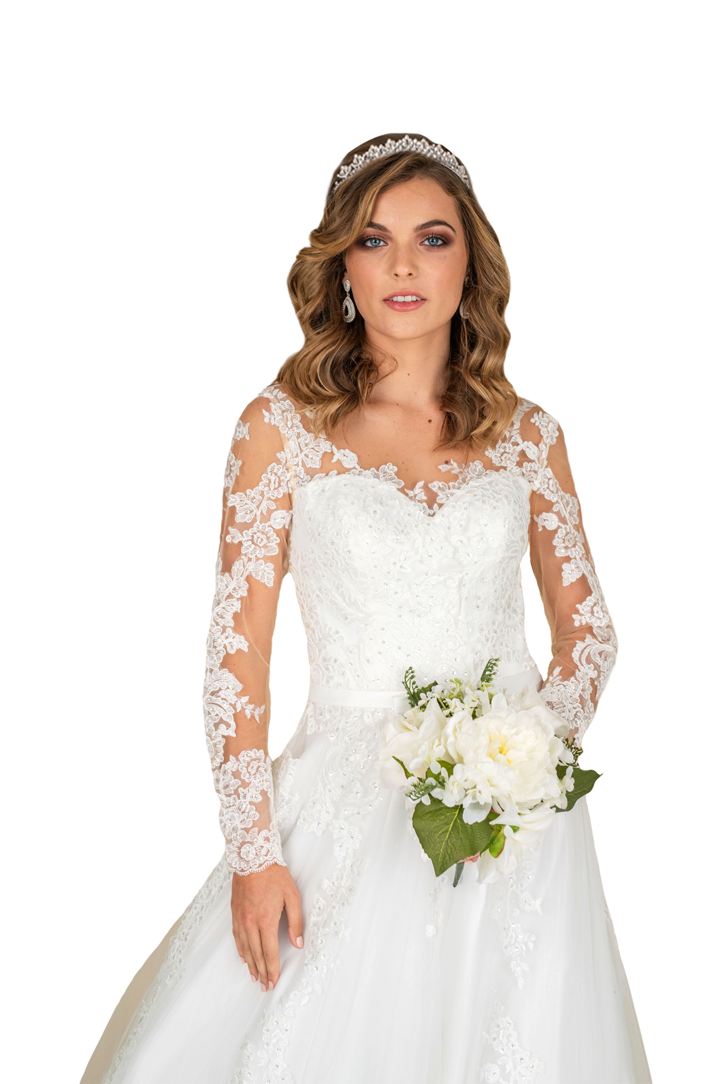 Elegant Bridal Lace Wedding Gown for Women - Perfect for Church Ceremonies, Beach Weddings & Formal Receptions