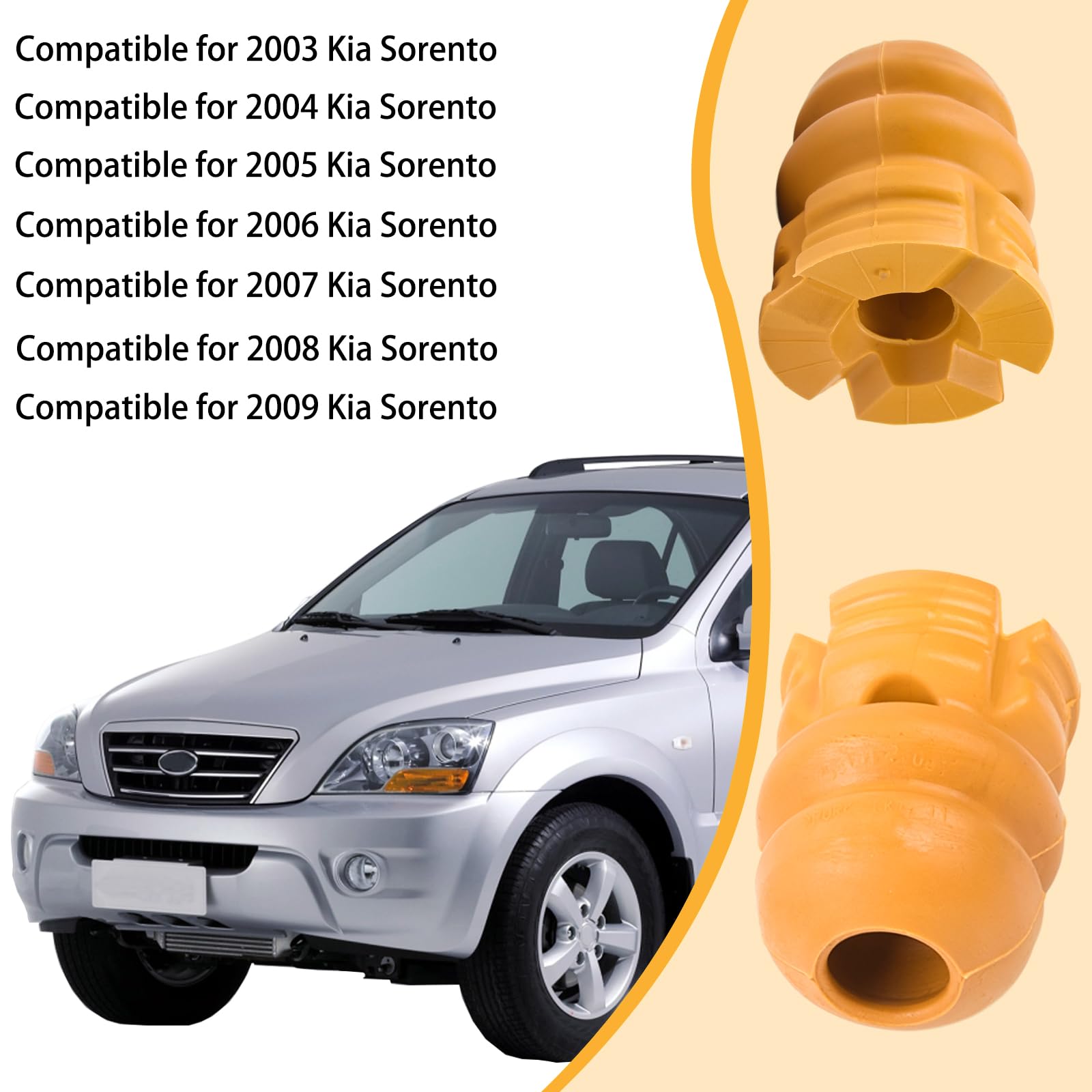 Kia Sorento 2005-2009 Rear Suspension Bump Stop Bumper Kit - 2PCS Strut Shock Spring Stopper (55151-3E001) Left & Right - Perfect for Off-Roading & Rough Terrain Driving