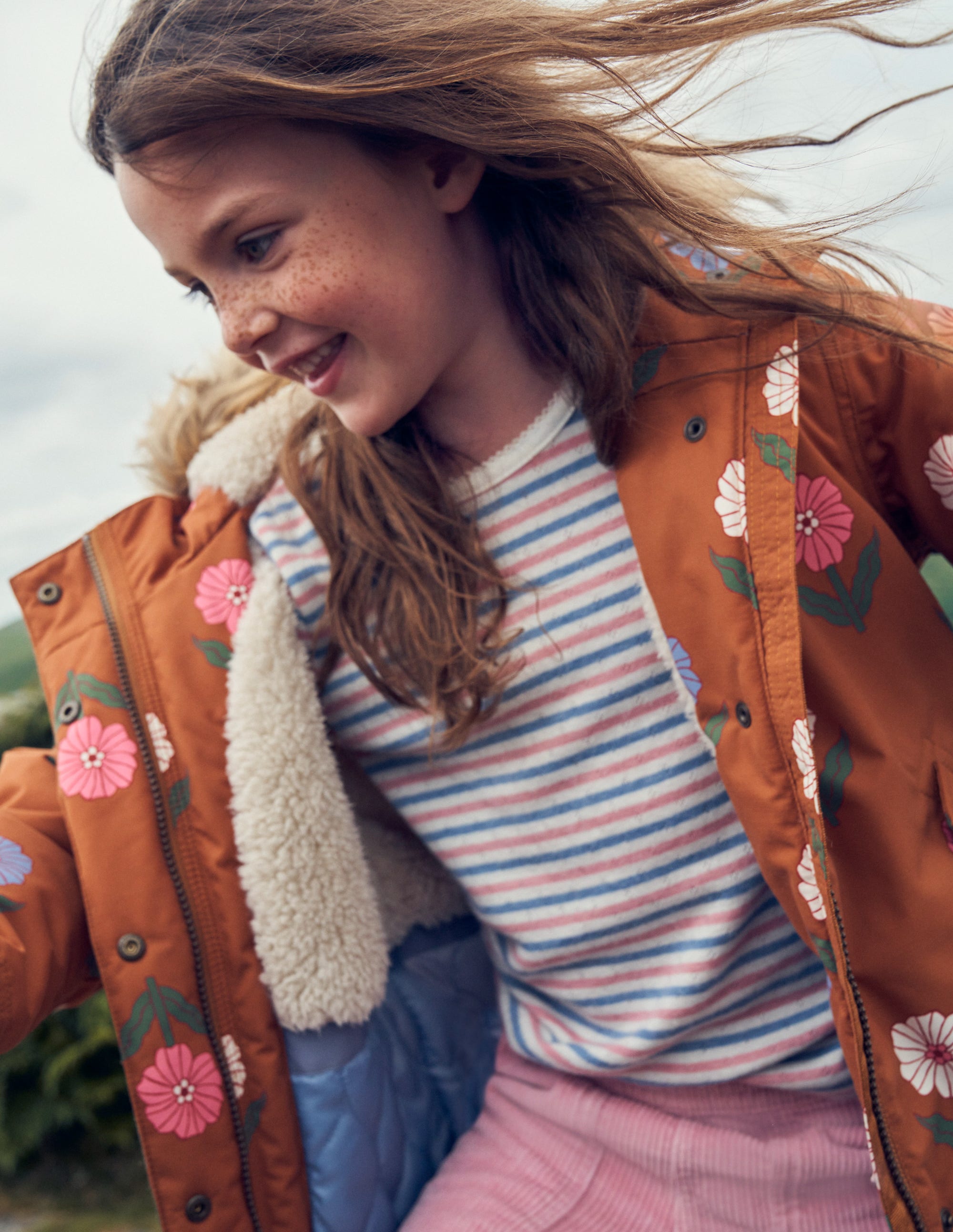 Authentic Waterproof Parka Jacket for Women - Butterscotch Floral Print Raincoat | Outdoor Hiking, Camping & Daily Wear Windbreaker
