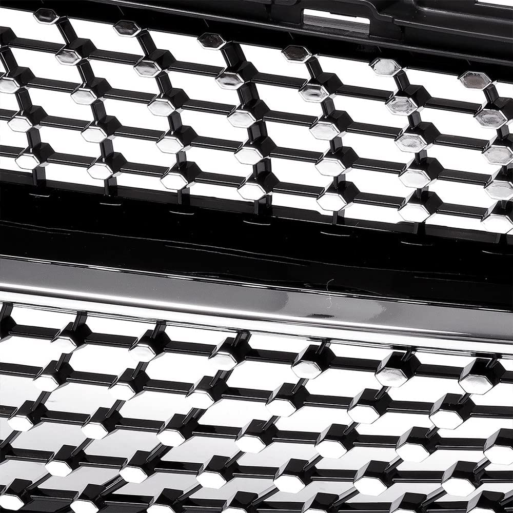 SNA W205 Silver Diamond Grille for 2015-2018 Mercedes C-Class (C250 C300 C350 C400) - Chrome Diamond Mesh Front Grill - Not Fit C63 AMG | Upgrade Your Car's Style for Street & Show