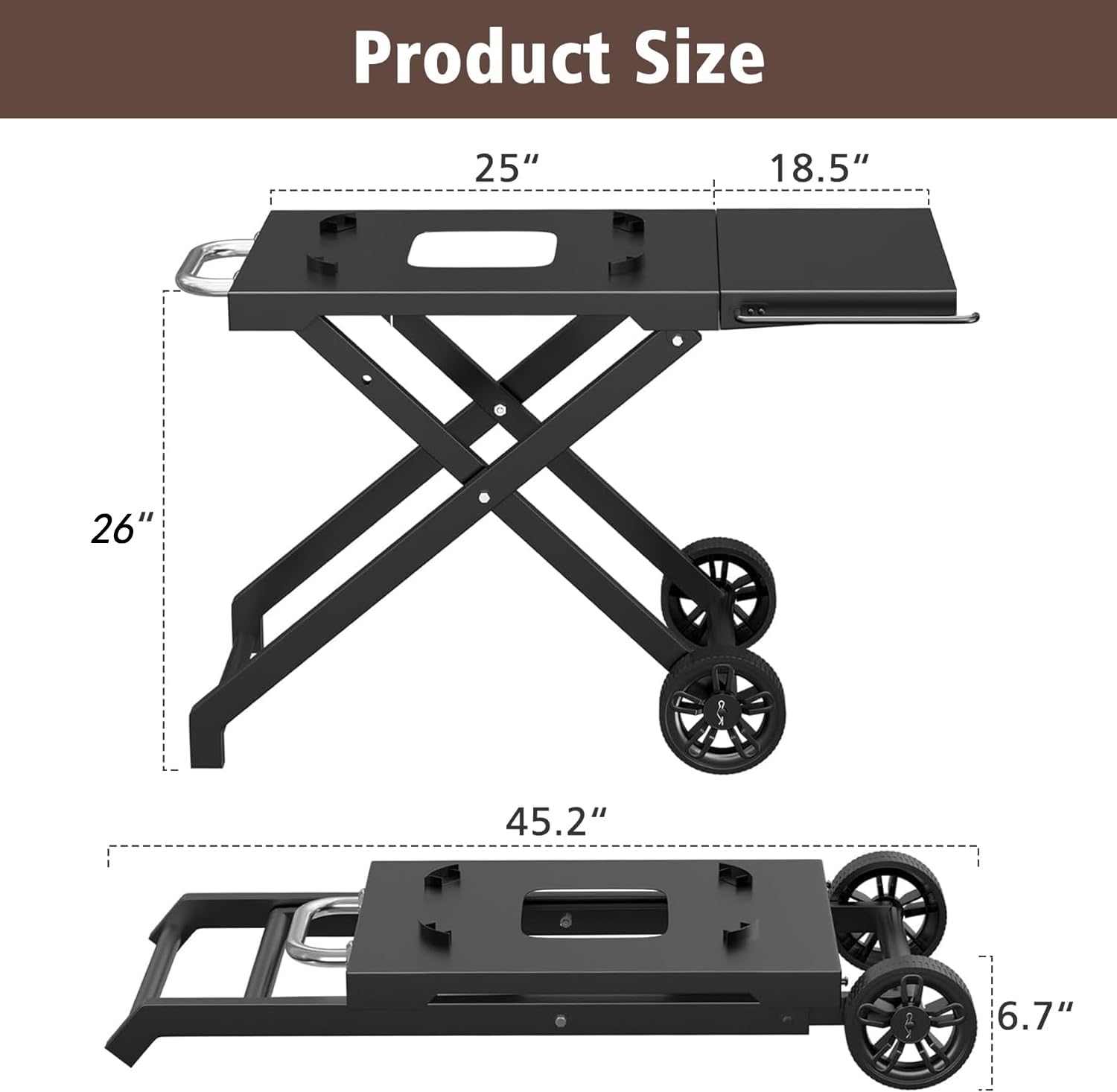 Portable Electric Grill Cart for Weber Lumin Compact - Folding Outdoor BBQ Table with Side Shelf | Perfect for Backyard, Camping & Tailgating Parties | Compatible with Weber 91010901 & 91300901 Models