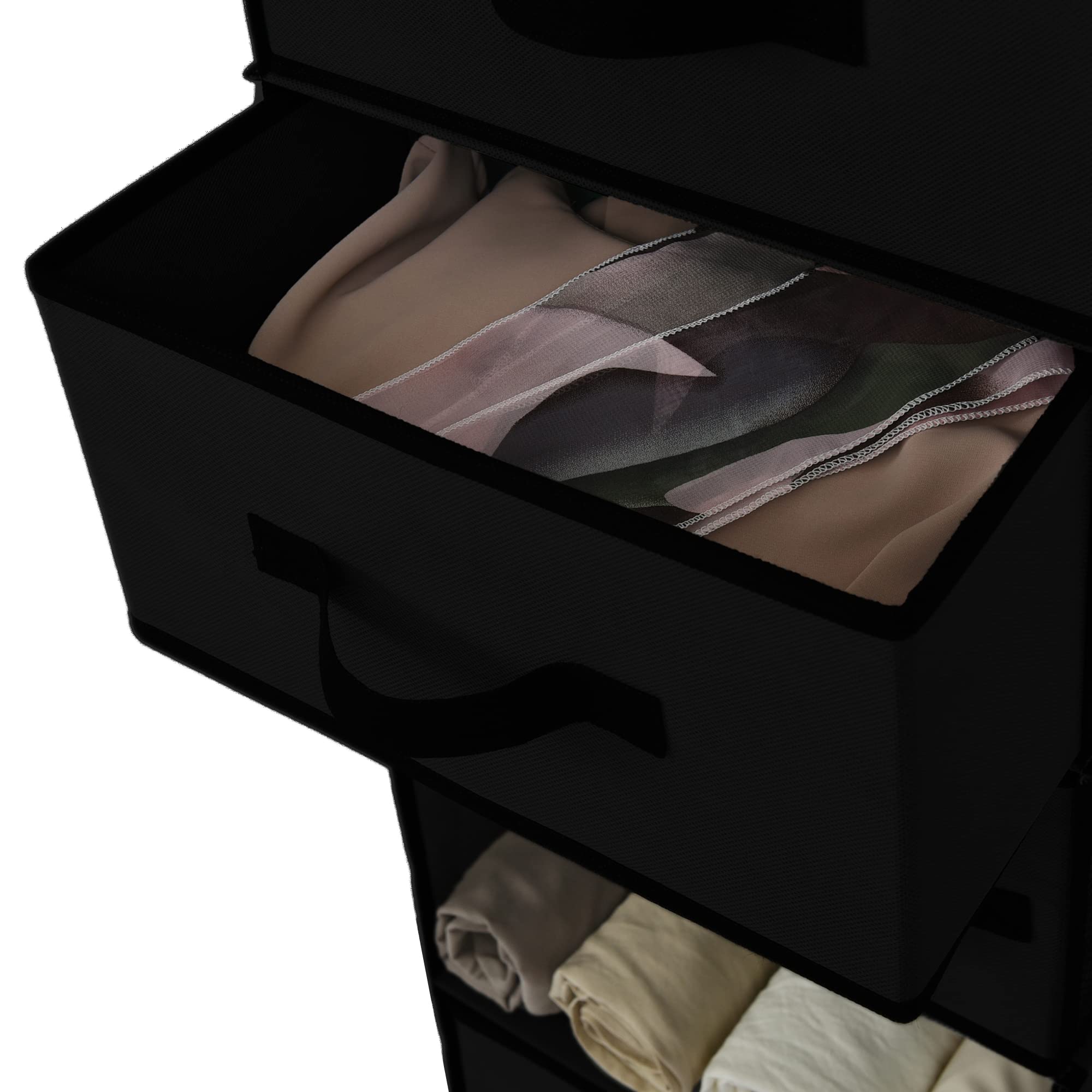 GRANNY SAYS Hanging Closet Organizer with 6 Shelves & 5 Drawers - Wardrobe Storage Solution with 6 Side Pockets for Clothes, Shoes & Accessories - Space Saving Closet Organizer for Bedroom, Dorm or Apartment (Black, 1-Pack)