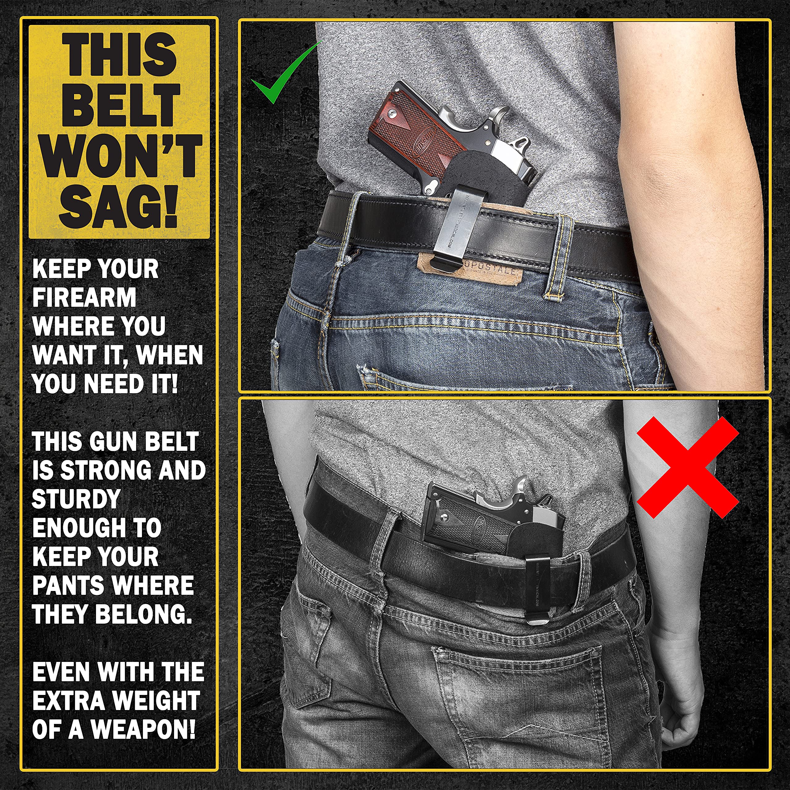 Relentless Tactical Premium Leather Gun Belt for Men | USA Made Concealed Carry Belt (CCW) | Durable & Comfortable for Everyday Wear, Hunting & Outdoor Activities