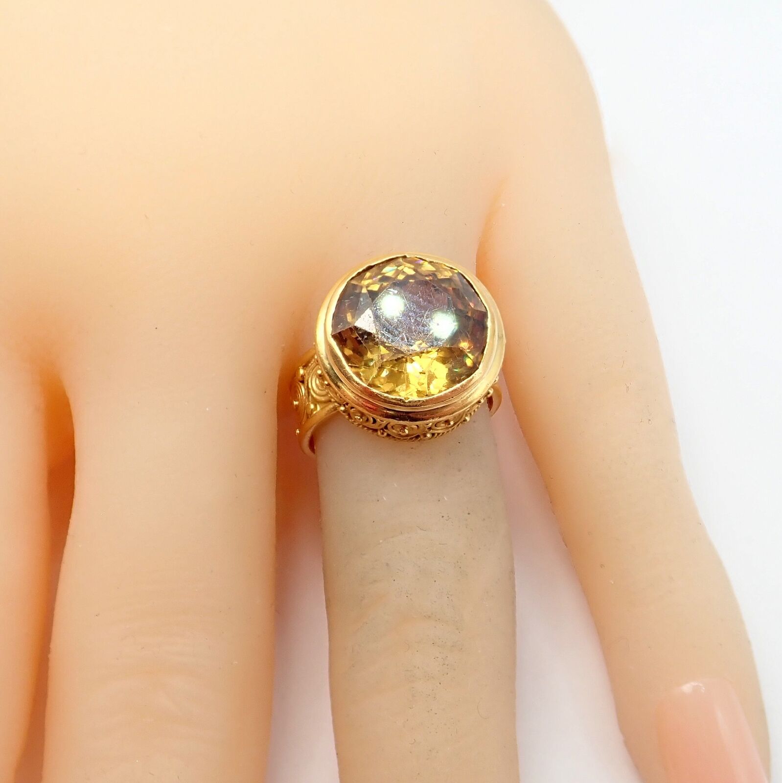 Vintage Carolyn Tyler 22k Yellow Gold Seven Seas Large Citrine Ring - Elegant Statement Jewelry for Women, Perfect for Weddings, Parties & Special Occasions