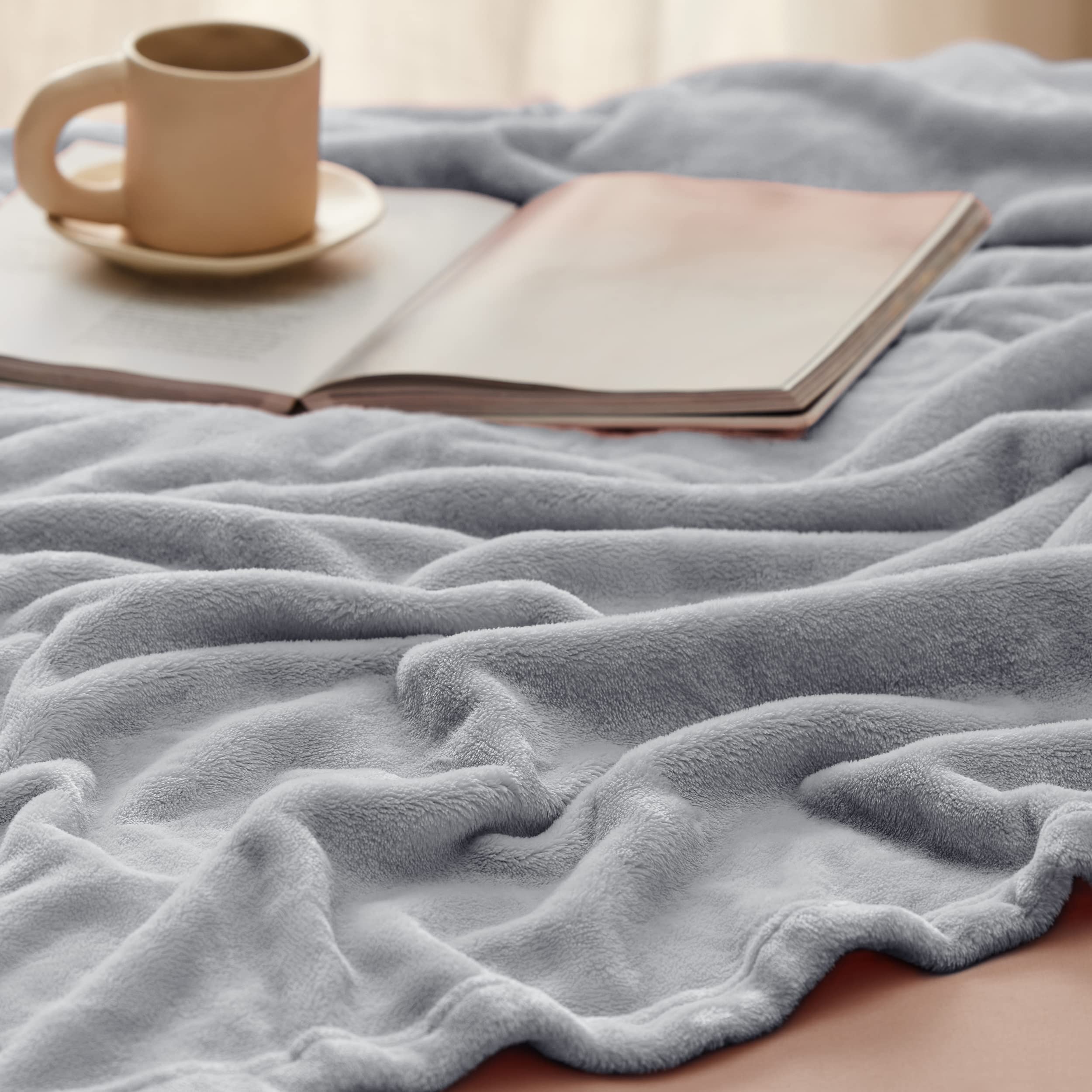 Bedsure Fleece Throw Blanket 50x60 Inches - Ultra Soft Lightweight Microfiber Blanket for Couch, Sofa, Bed, Travel & Camping - Cozy Grey Blanket Perfect for Lounging, Movie Nights and Outdoor Adventures