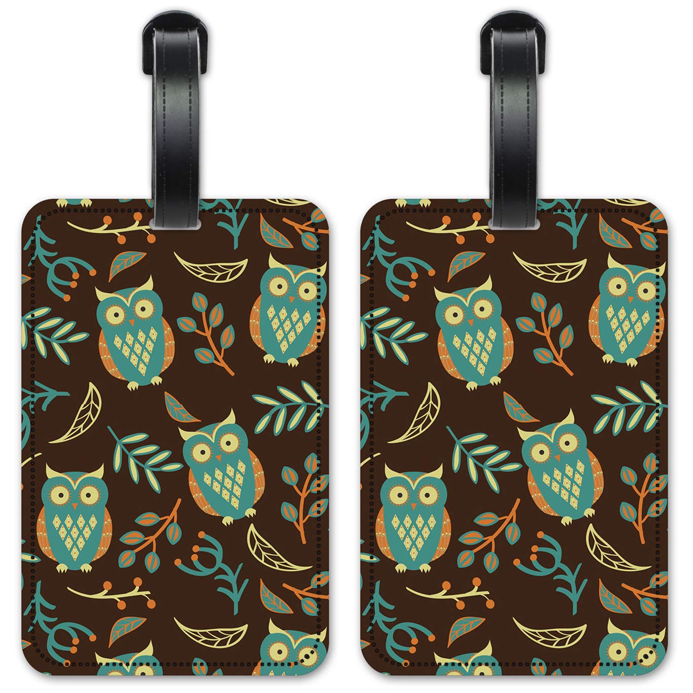 Brown Owl Luggage ID Tags - Set of 2 Personalized Suitcase Identification Cards for Travel - Perfect for Airports, Cruise Ships & Lost Luggage Prevention