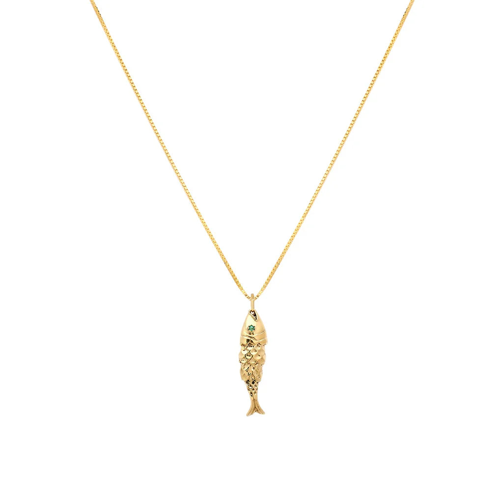 Emerald Eye Fish Necklace - Elegant Handmade Jewelry for Women, Perfect for Parties, Weddings & Gifts