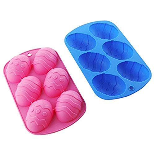 2-Pack Easter Egg Shaped Silicone Baking Molds - Reusable Chocolate, Candy & Ice Cube Trays for Holiday Desserts, Party Treats and DIY Baking Projects