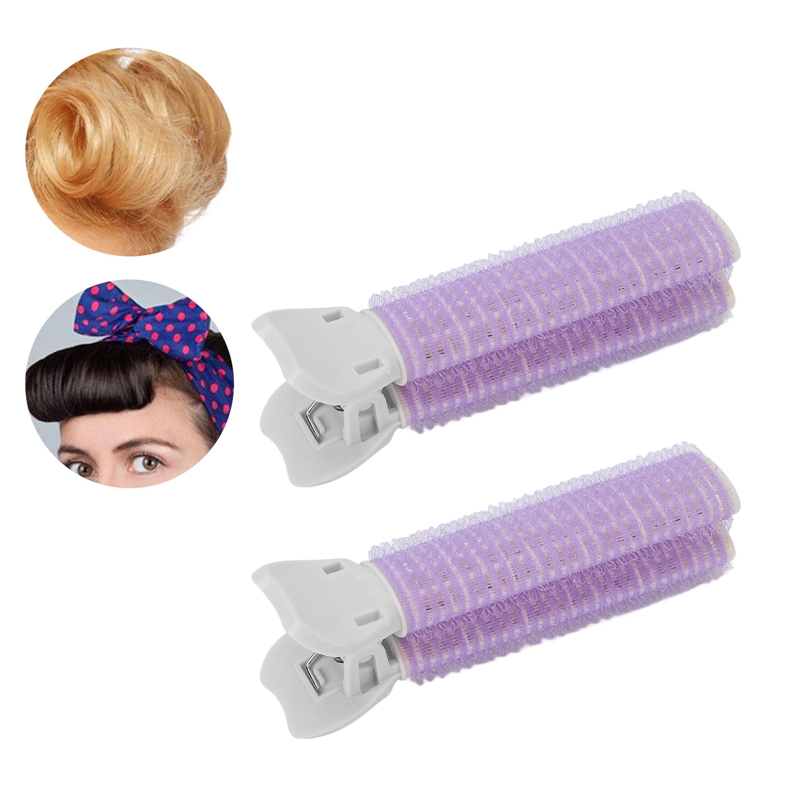 Professional ABS Volumizing Hair Root Clip Rollers - 2pcs Hair Volumizer Roller Clips for Women & Girls - Salon Quality Hair Styling Tools for Home & Travel - Perfect for Updos, Curls & Volume Boost (Purple)
