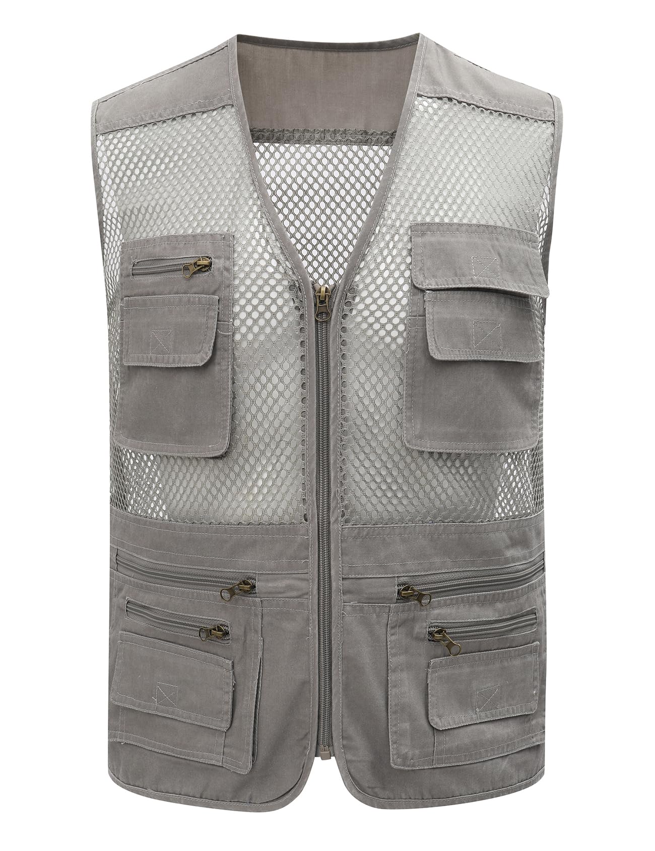 Gihuo Men's Utility Vest - Lightweight Fishing & Safari Vest with Multiple Pockets for Outdoor Adventures, Hiking, Travel & Summer Activities