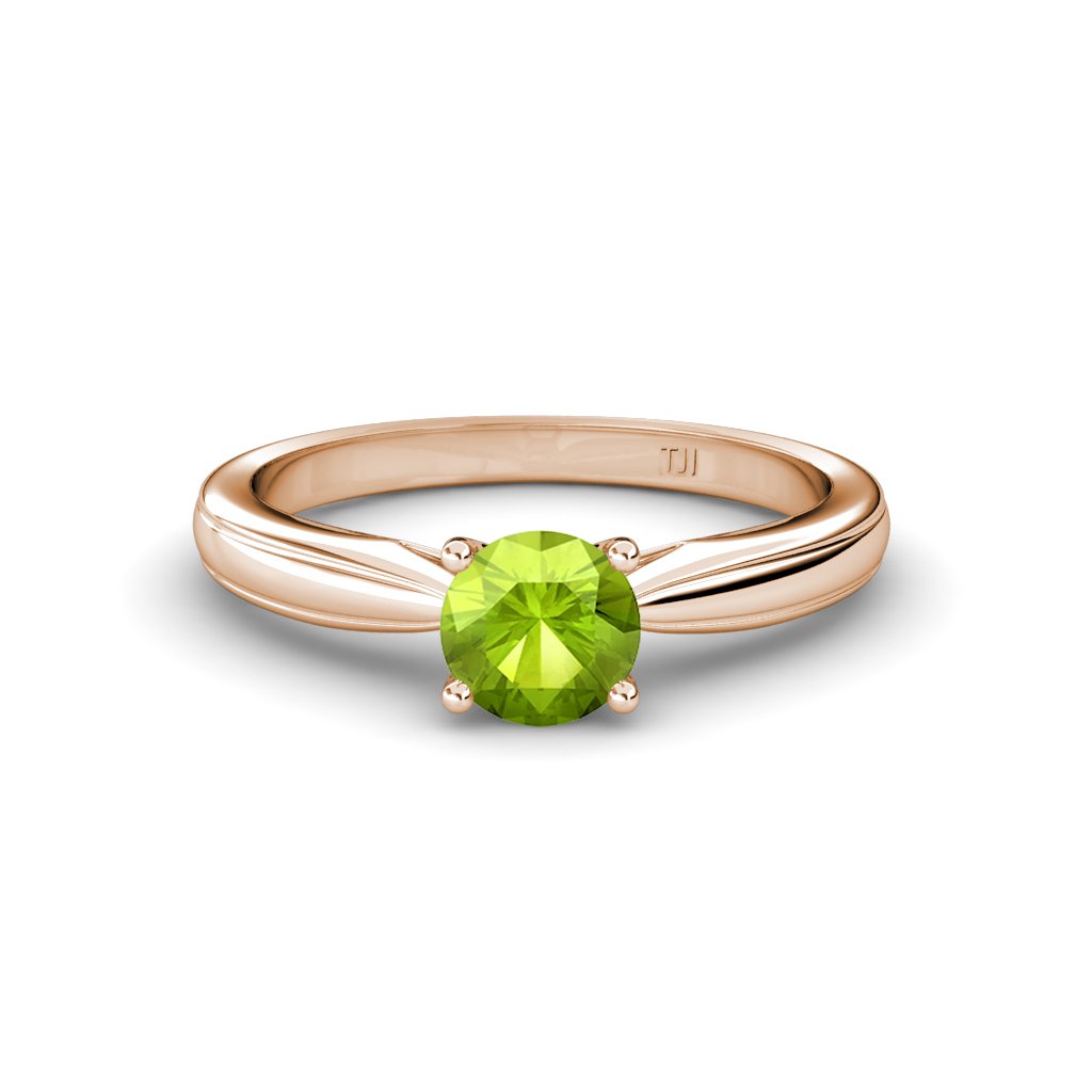 1.10ct Peridot Solitaire Ring in 14K Rose Gold - Elegant Birthstone Jewelry for Women, Perfect for Engagement, Anniversary & Everyday Wear