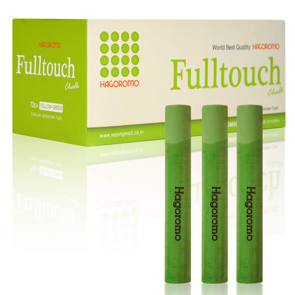 Hagoromo Fulltouch Color Chalk - 72 Piece Set (Yellow & Green) - Premium Dustless Chalk for Teachers, Classrooms, Blackboards & Art Projects