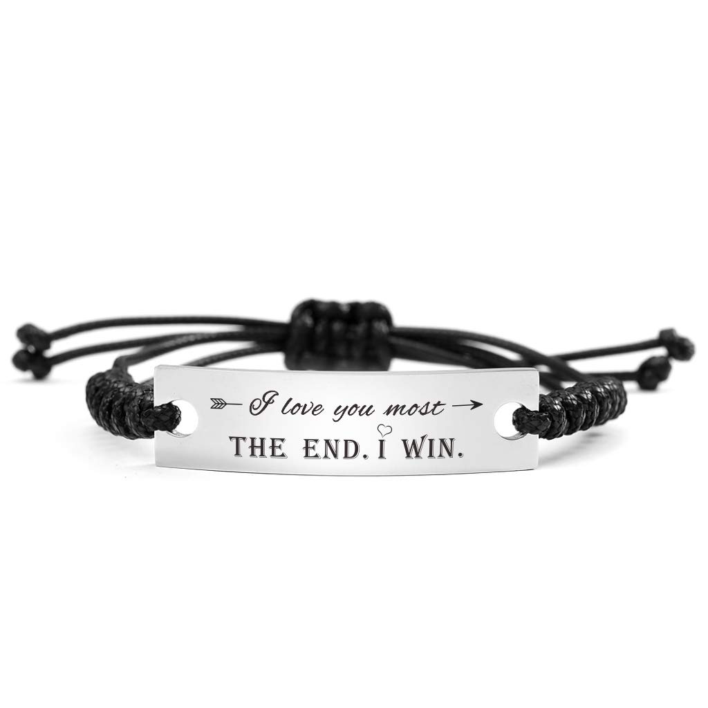 SOUSYOKYO 'I Love You Most The End I Win' Sterling Silver Necklace - Romantic Valentine's Day Gift for Wife, Anniversary & Birthday Jewelry for Her - Perfect for Proposals, Weddings & Special Occasions
