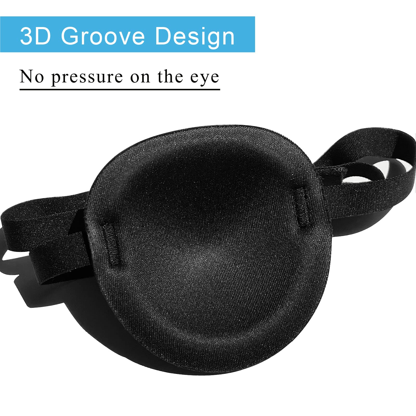 2PCS Adjustable Soft Eye Patch for Amblyopia & Lazy Eye Treatment - Medical Grade Eye Patches for Adults & Kids (Black) - Perfect for Post-Surgery Recovery, Eye Therapy & Sleep Comfort